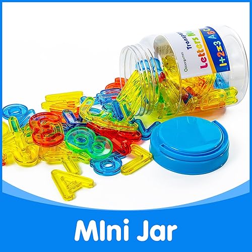 Miniatura 4 de Odoorgames 66 piezas de letras y números translúcidos - Juguetes de mesa ligeros, manipuladores y accesorios para un aprendizaje mejorado y diversión