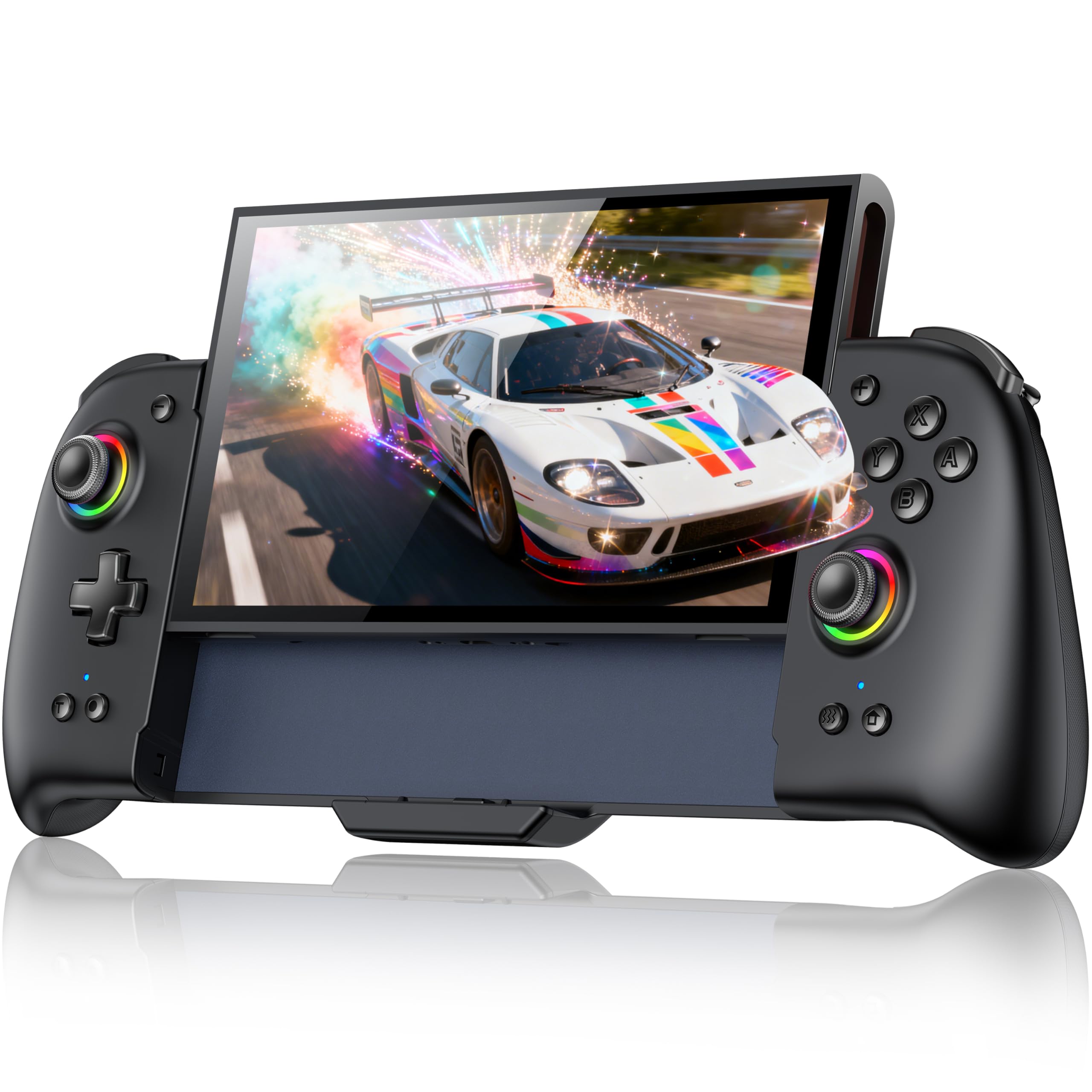 Mando inalámbrico Switch 2, mando pro con joystick de efecto Hall, mando de una pieza para Switch 2 Joy Con, mando de repuesto con RGB/4 ranuras para tarjetas/eje giroscópico/Turbo/Vibración dual