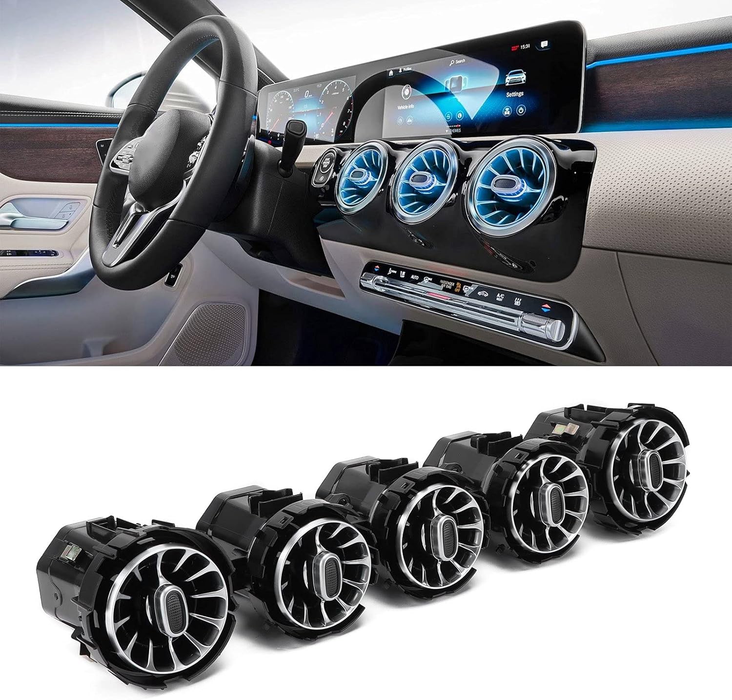 Dioche Turbo Air Vent, 64 Farben Ambientebeleuchtung Front LED Turbine