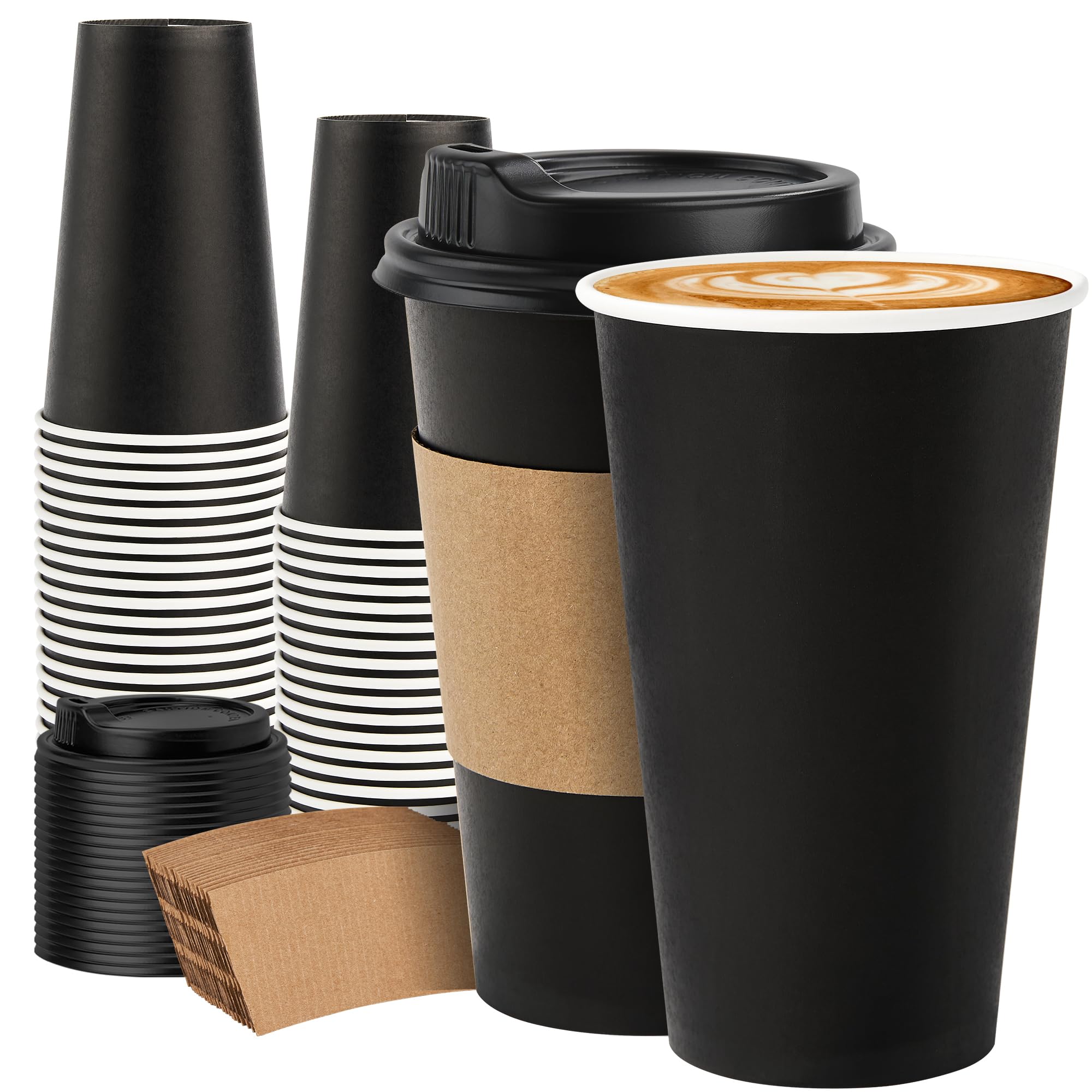 METAPRINT 100 Pack 16 oz Disposable Coffee Cups with Lids and Sleeves — Amazon image 14