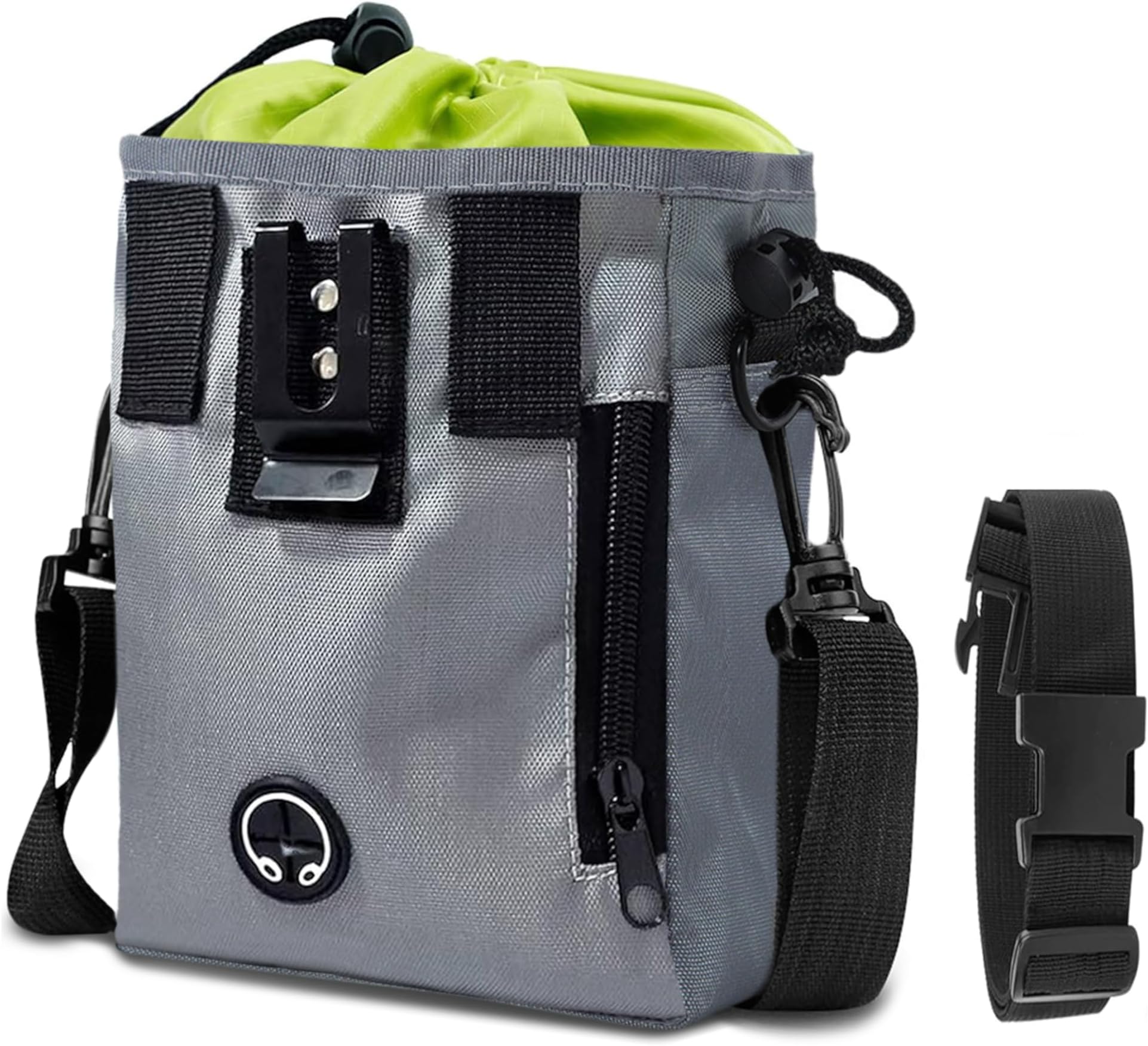 SunGrow Dog Travel Pouch, Training Bag for Treats, Kibbles, Toys & Accessories, Gray, Multiwear and Weather-Proof, 1 Pouch with Adjustable Shoulder Strap and Waist Belt