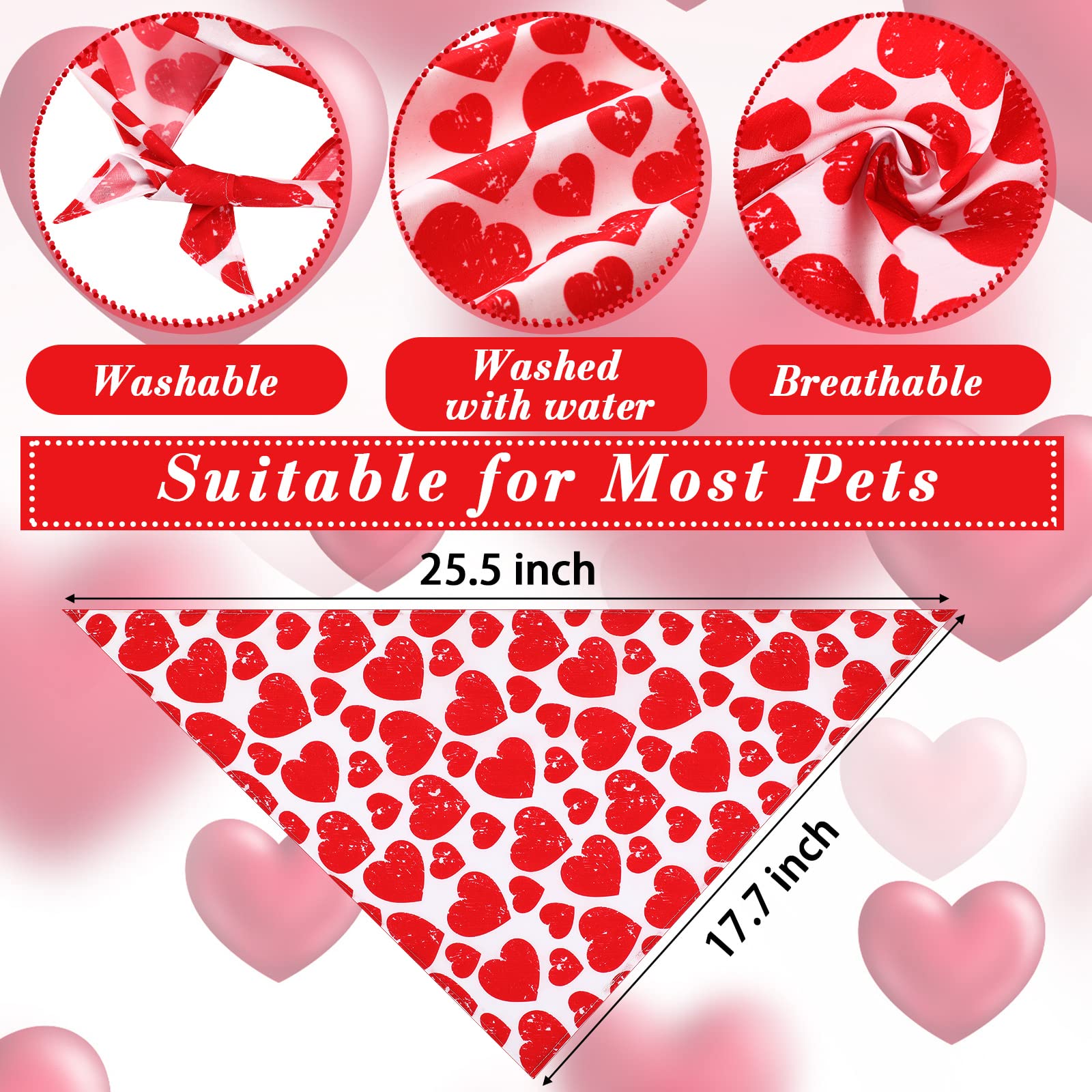 LEIFIDE Valentinstag Hund Kauspielzeug Bandana Set 4 Pack Valentinstag Rose Hundespielzeug Quietschendes Plüschtier Herzförmiges Hundeseilspielzeug Hund Baumwolle Haustier Seil Spielzeug für kleine,