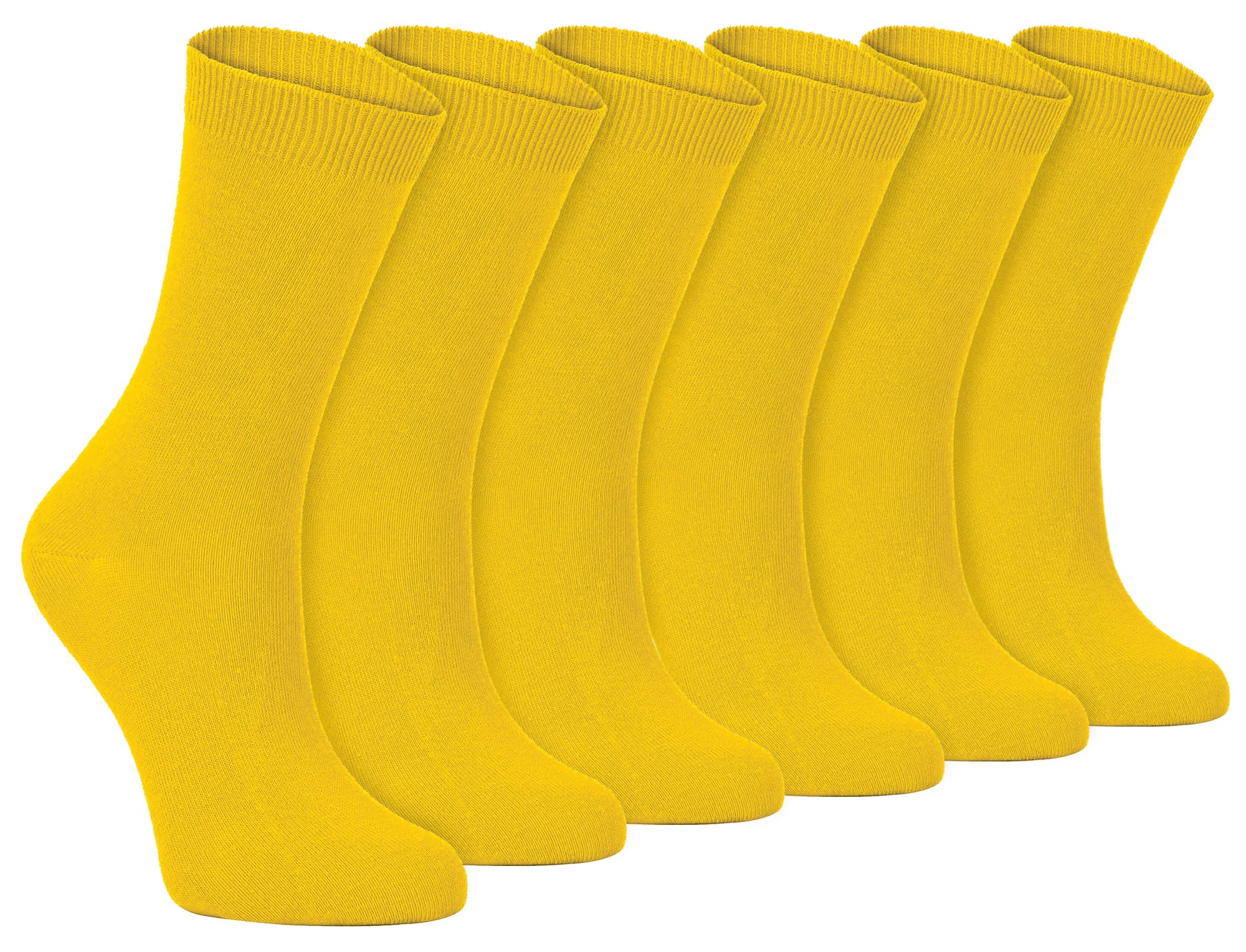 Sock Snob - 6 Pairs of Ladies Thin Plain Coloured Cotton Rich Ankle Socks 4-7 uk (4-7 uk, PL30 Yellow)