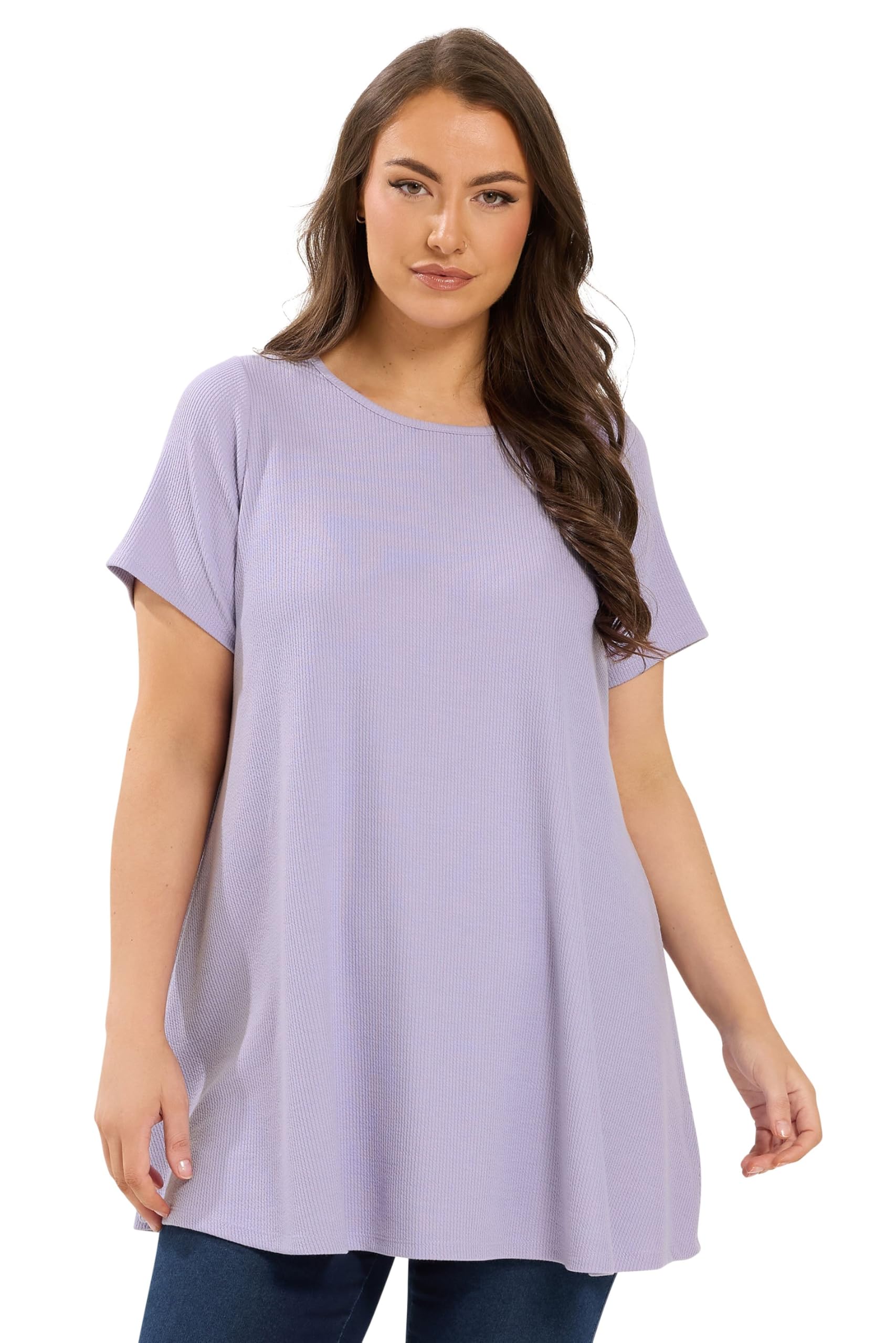 Yours Curve Purple Ribbed Swing Top - Women's - Plus Size Curve