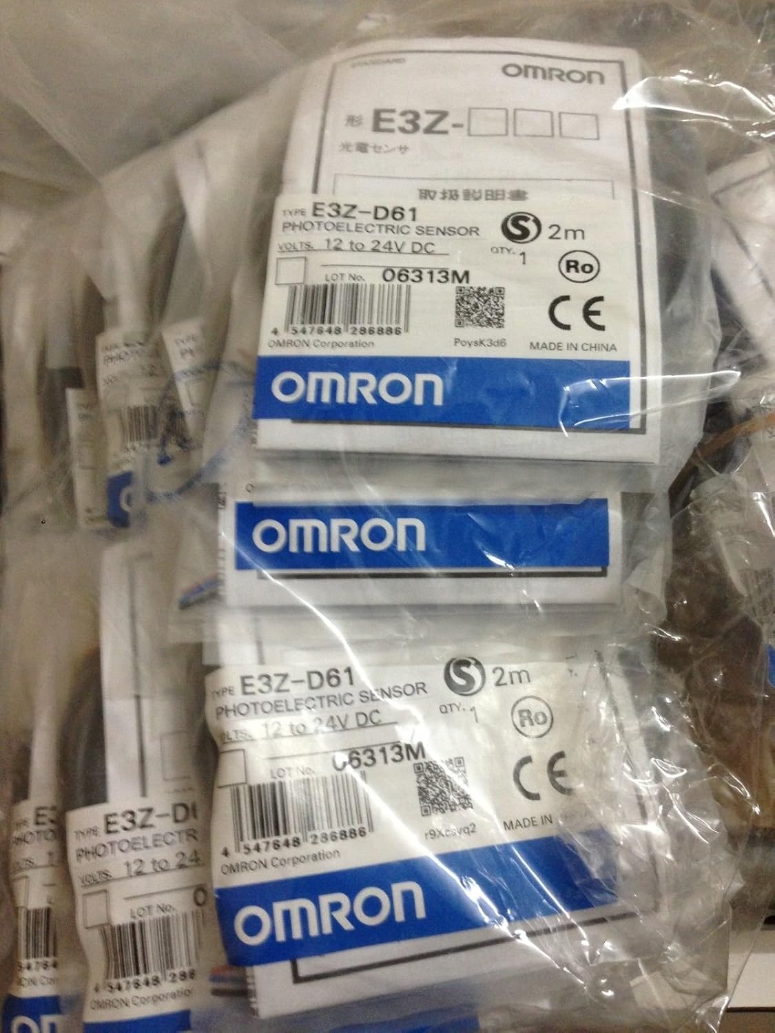 OMRON E3Z-D61 sensor packaging showing multiple units