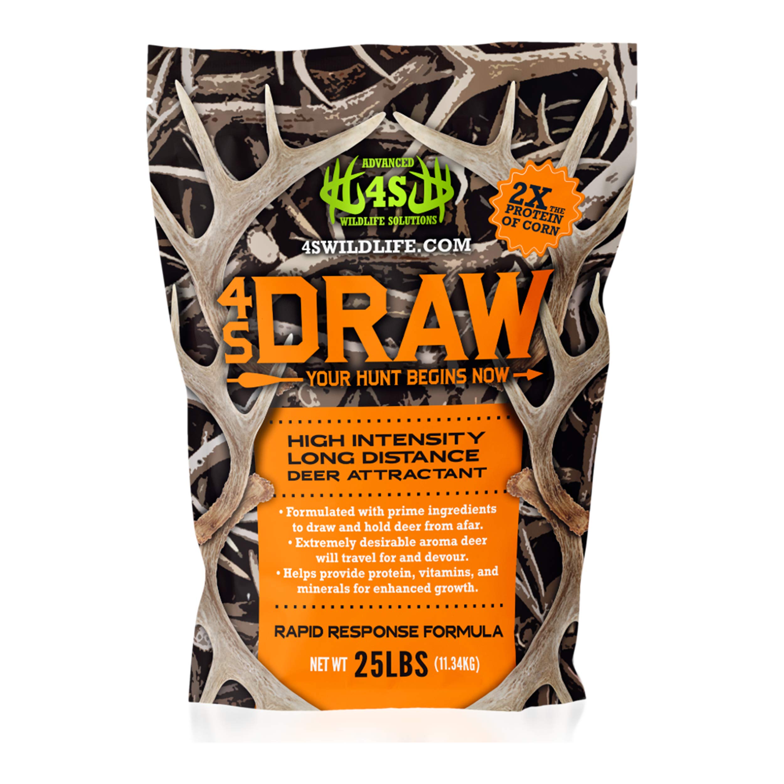 Advanced Wildlife Solutions | 4S Draw | High Intensity Deer Attractant | Long Range Lure| Strong Aroma & Flavor | 2X Protein | No Mixing Required | Rapid Response Formula | Hunting