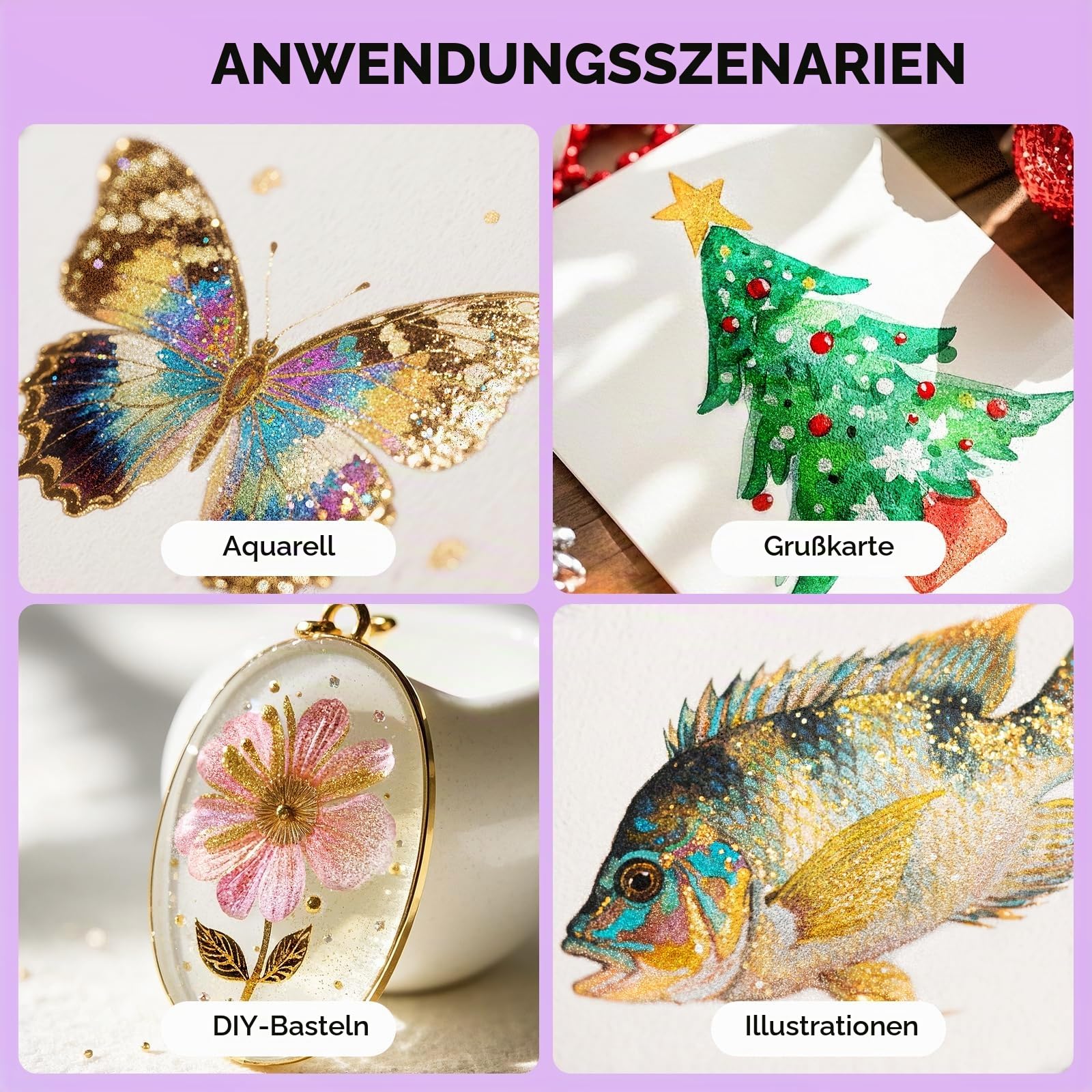 48 Farben Metallic Aquarellfarben-Set – Vollnäpfchen mit Perlmutt- & Glitzereffekt, hochpigmentiert, herausnehmbare Näpfchen. Ideal für Anfänger, Künstler und Aquarellmalerei
