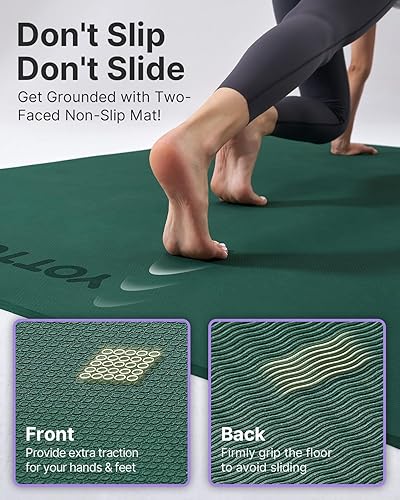Miniatura 5 de YOTTOY Tapete de yoga grande (75 x 52 x 12 pulgadas), tapete de ejercicio TPE extra ancho, tapete de entrenamiento antideslizante para pilates,