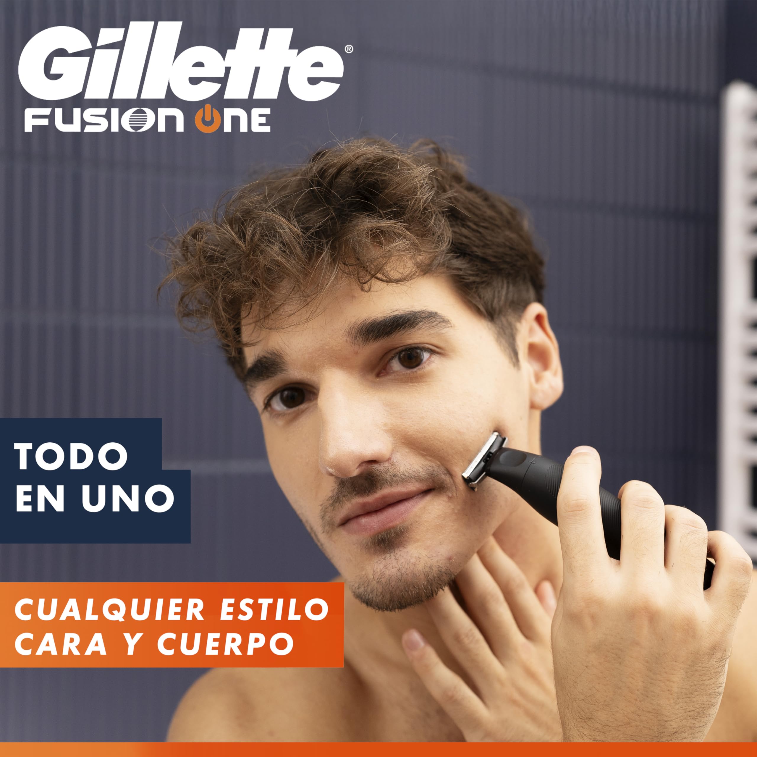 Gillette Fusion One Recortadora de Barba Y Afeitadora Corporal, Barbero Todo en Uno para Cara Y Cuerpo, Cabezal Pivotante, 4 Peines, Resistente al Agua, Inalámbrica, 45 Min de Uso, Recorta Y Afeita - 2