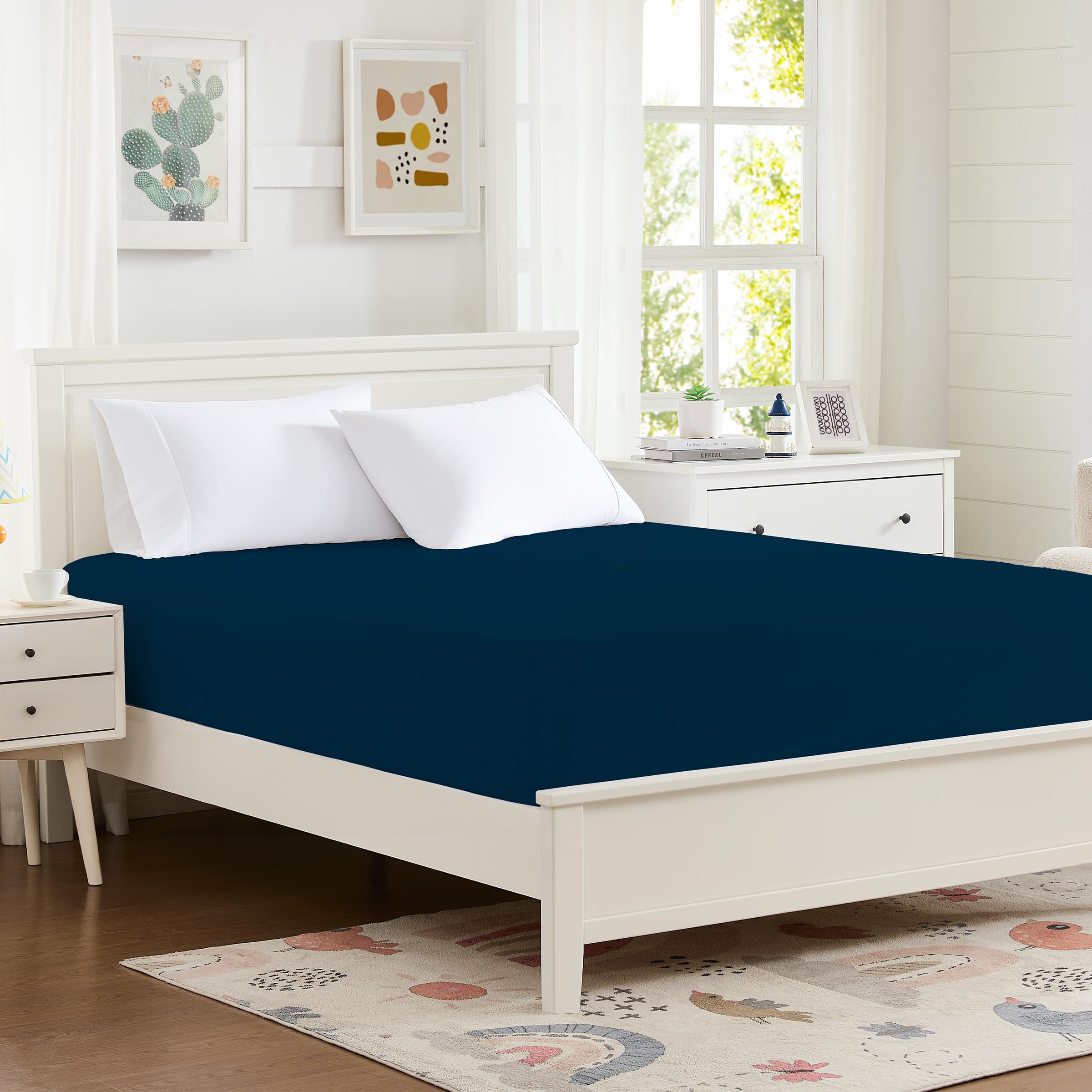 Hotella 100% Microfiber 60"x80" Queen Size Fitted Sheet Only, Hotel Quality Deep Pocket Bottom Sheet, Up to 14 inch Bedding Matress Protector, Machine