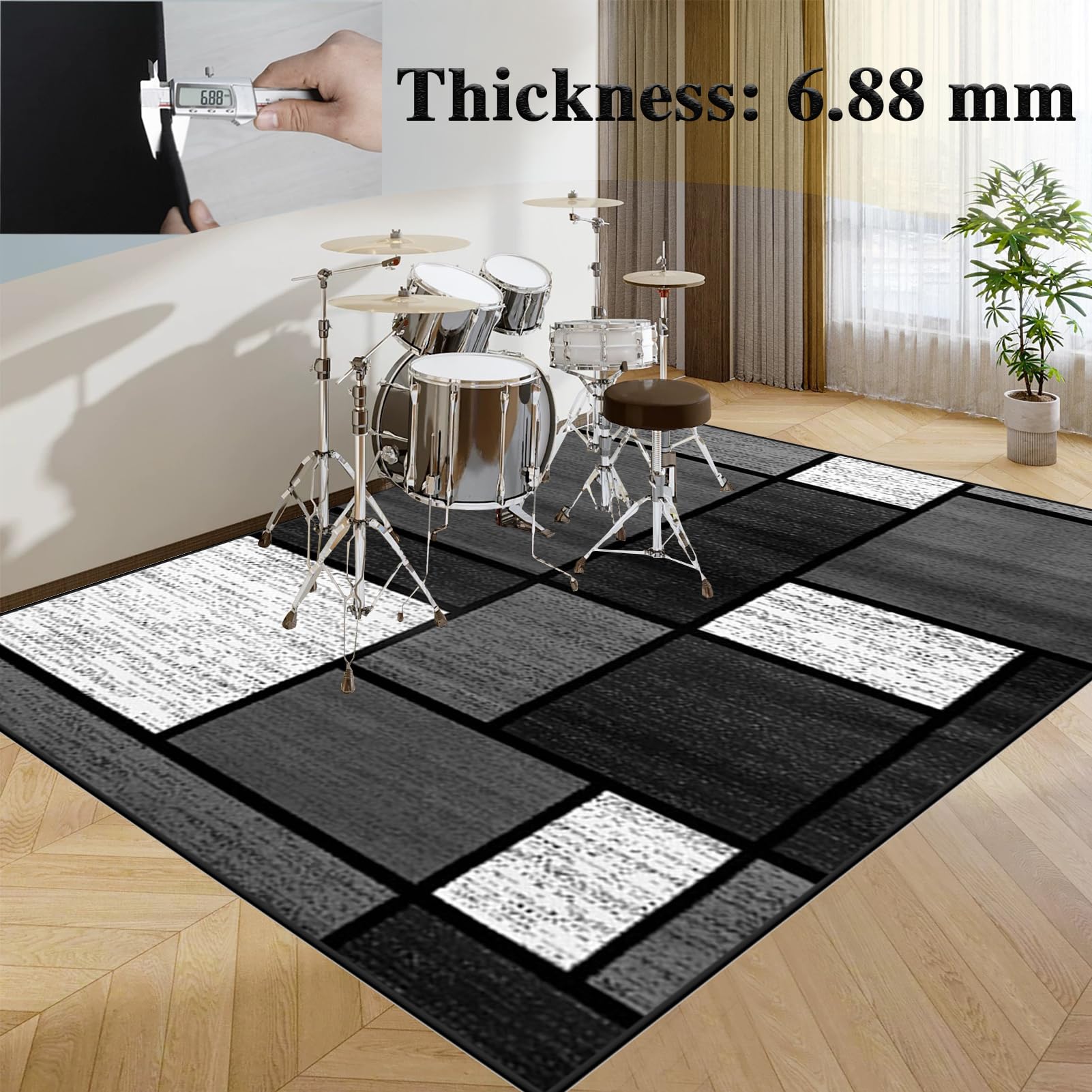 200 x 180 cm, dywan perkusyjny do perkusji i perkusji, mata dźwiękoszczelna, mata bębnowa, antypoślizgowy koc, mata, bęben jazzowy, elektroniczny zestaw perkusyjny, dywaniki do bębna basowego