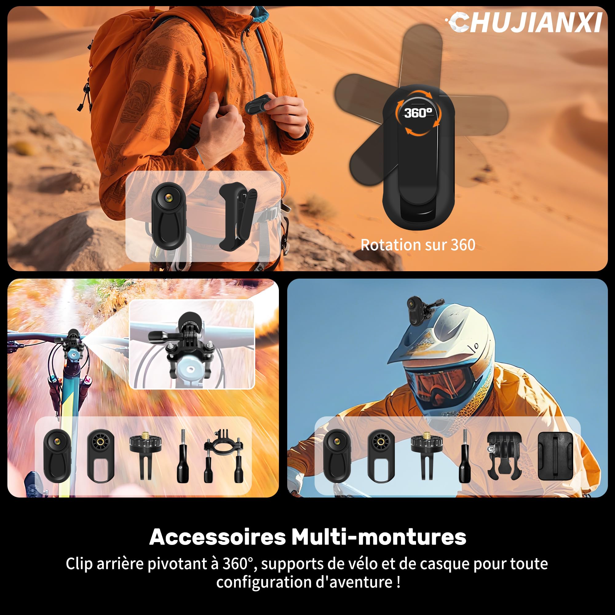 Mini Camera Sport 1080P, Mini Caméra d'action avec écran