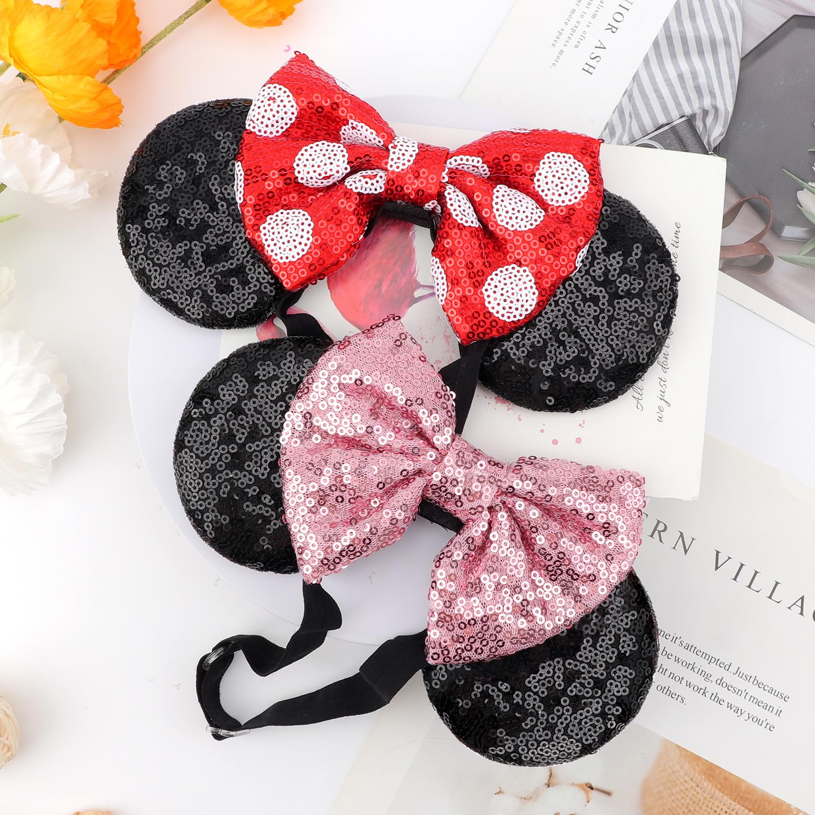 Amazon.com: DRESHOW Minnie Ears Headbands Mouse Ears Sequin  display picture 3