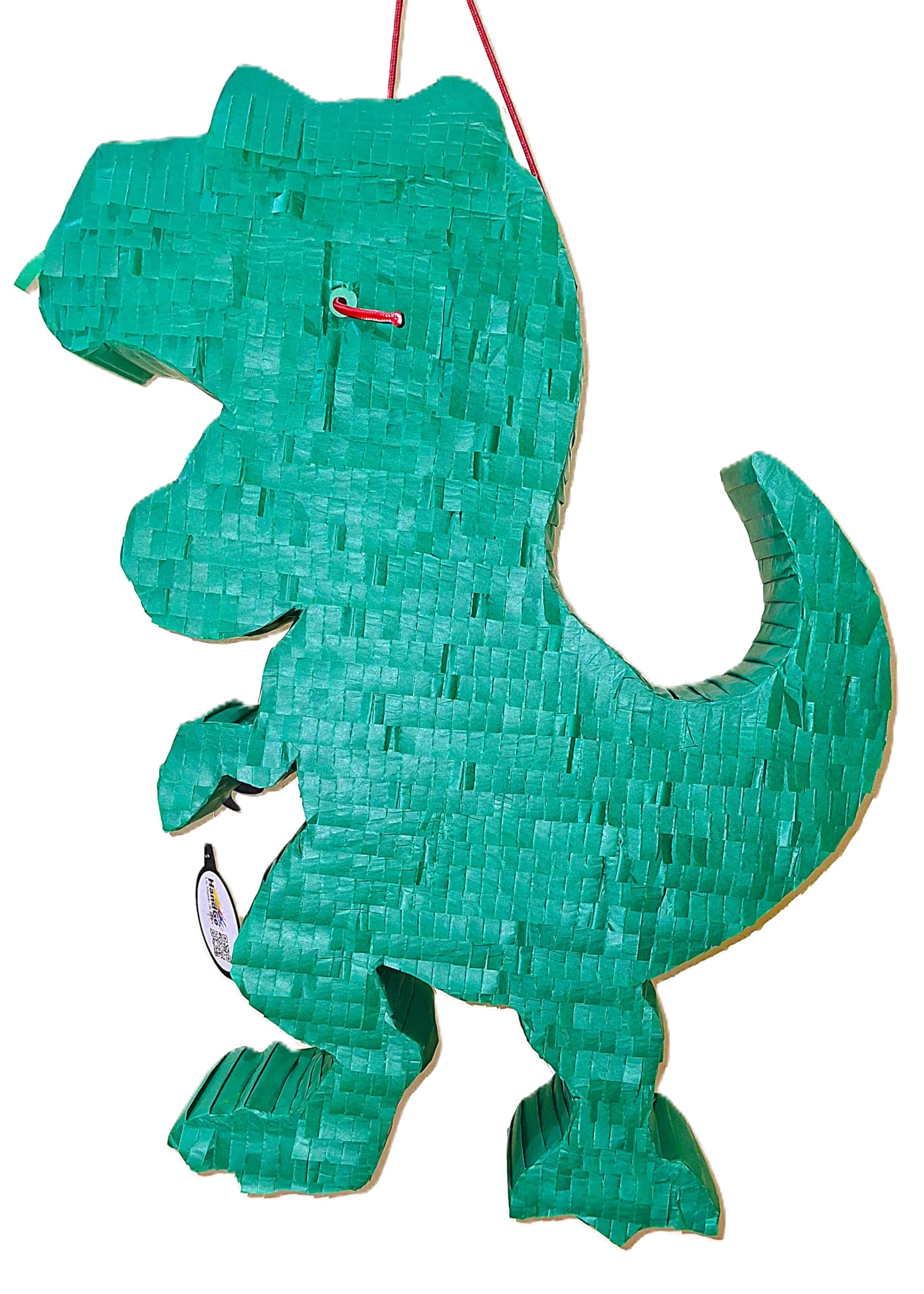Piñata cumpleaños infantil hecha a mano Dinosaurio Tiranosaurio T-Rex (Verde, Grande 60x45x10 Centímetros)