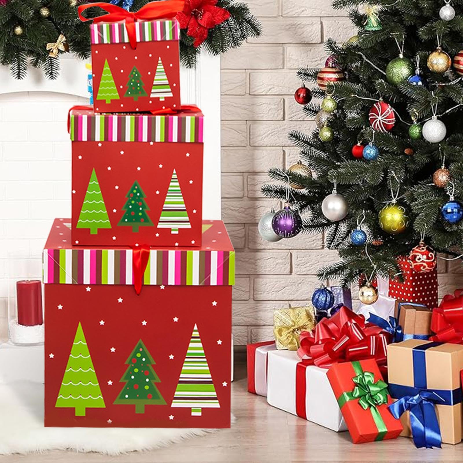 Amazon.co.jp: クリスマスの入れ子箱 - 段ボール箱の装飾 | 蓋とリボン