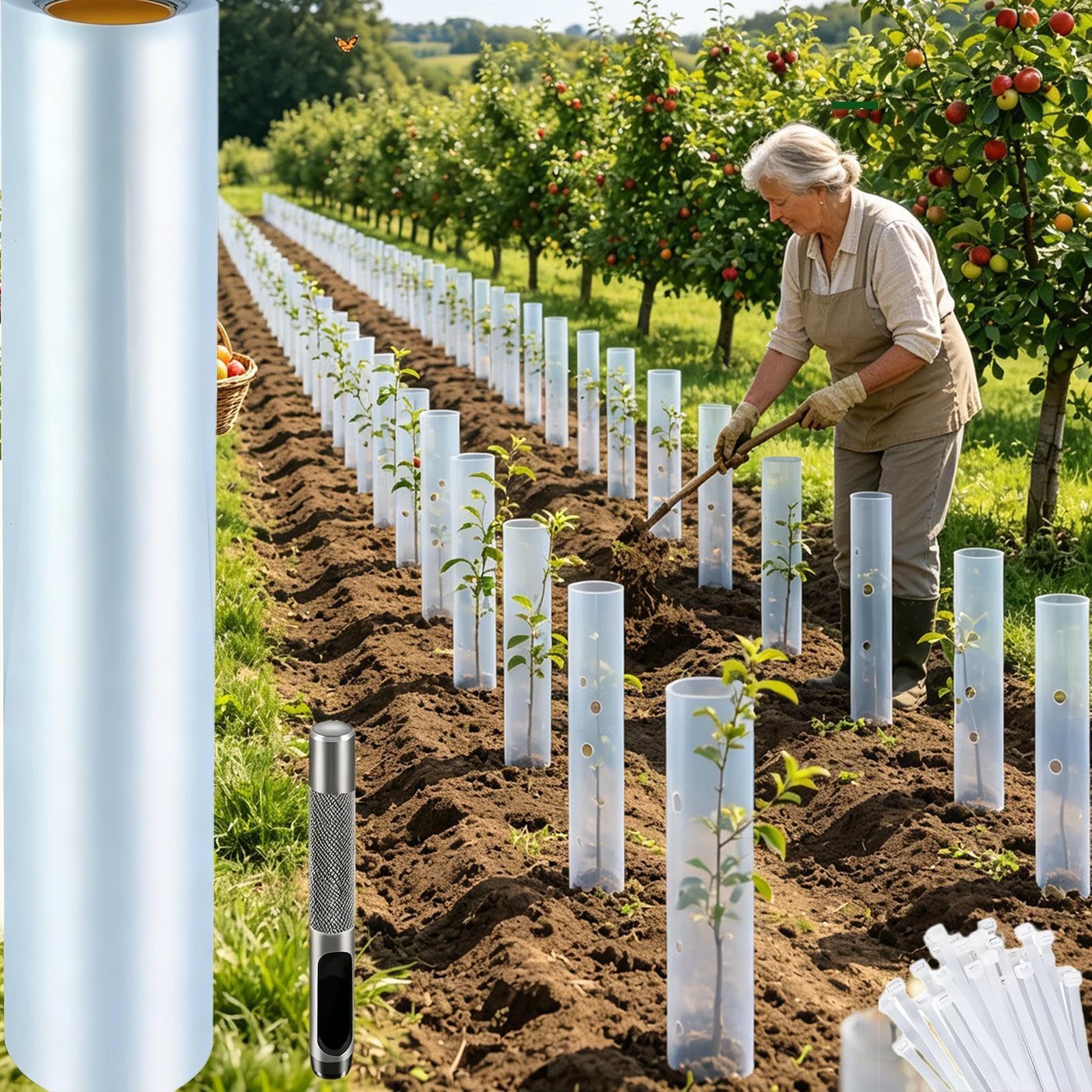 Protector de tronco de árbol con 100 bridas resistentes