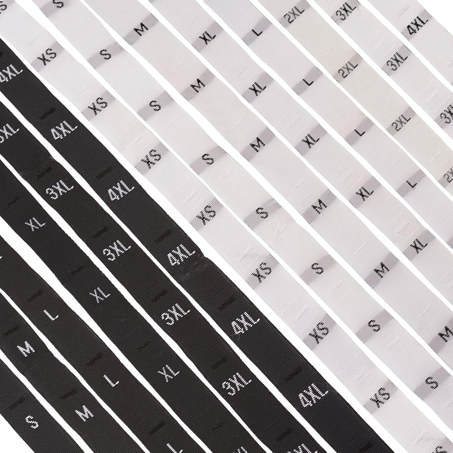 Pandahall 7000pcs Clothing Size Labels Sewing Woven Ribbon Size Tags Embroidered Garment Fabric Label Tags for Knitting Quilting Sew on Clothes White & Black