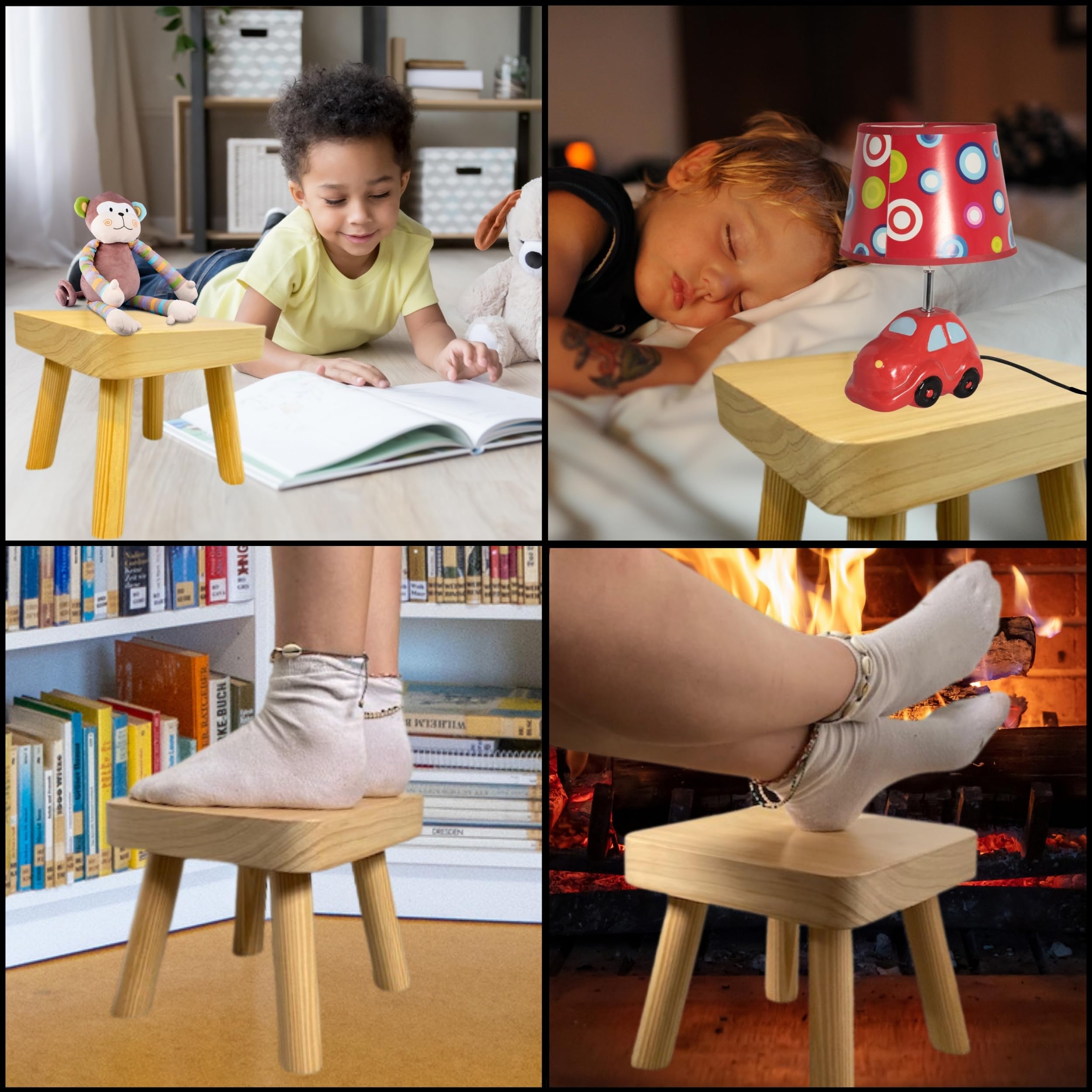 Plant Stand Wooden Table Stool Display Wood Stands Plants Indoor Step Kids Flower Pot Planter Side Table Mini Pots Holder Holders Small Bedroom Bathroom Living Room Kitchen Bedside Garden (Small) - Image 4