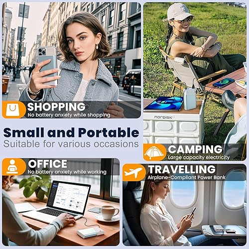 Miniatura 8 de Kesguar Cargador portátil de 20000 mAh, 22.5 W PD 3.0+QC 4.0 cargador de batería de carga rápida, enfriador e irrompible funda de metal aeroespacial