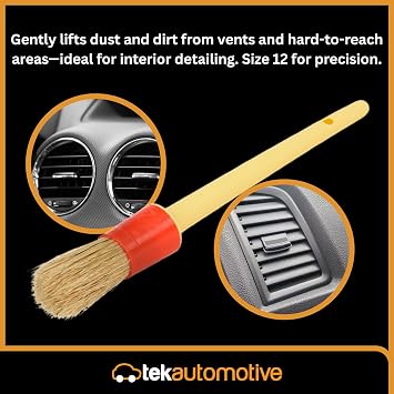 Tek Automotive Car Detailing Brushes Twin Pack – Size 12 Soft Detailing Brush for Car Interior, Dashboard Vents & Crevices – Gentle Car Cleaning & Valeting Brush Set