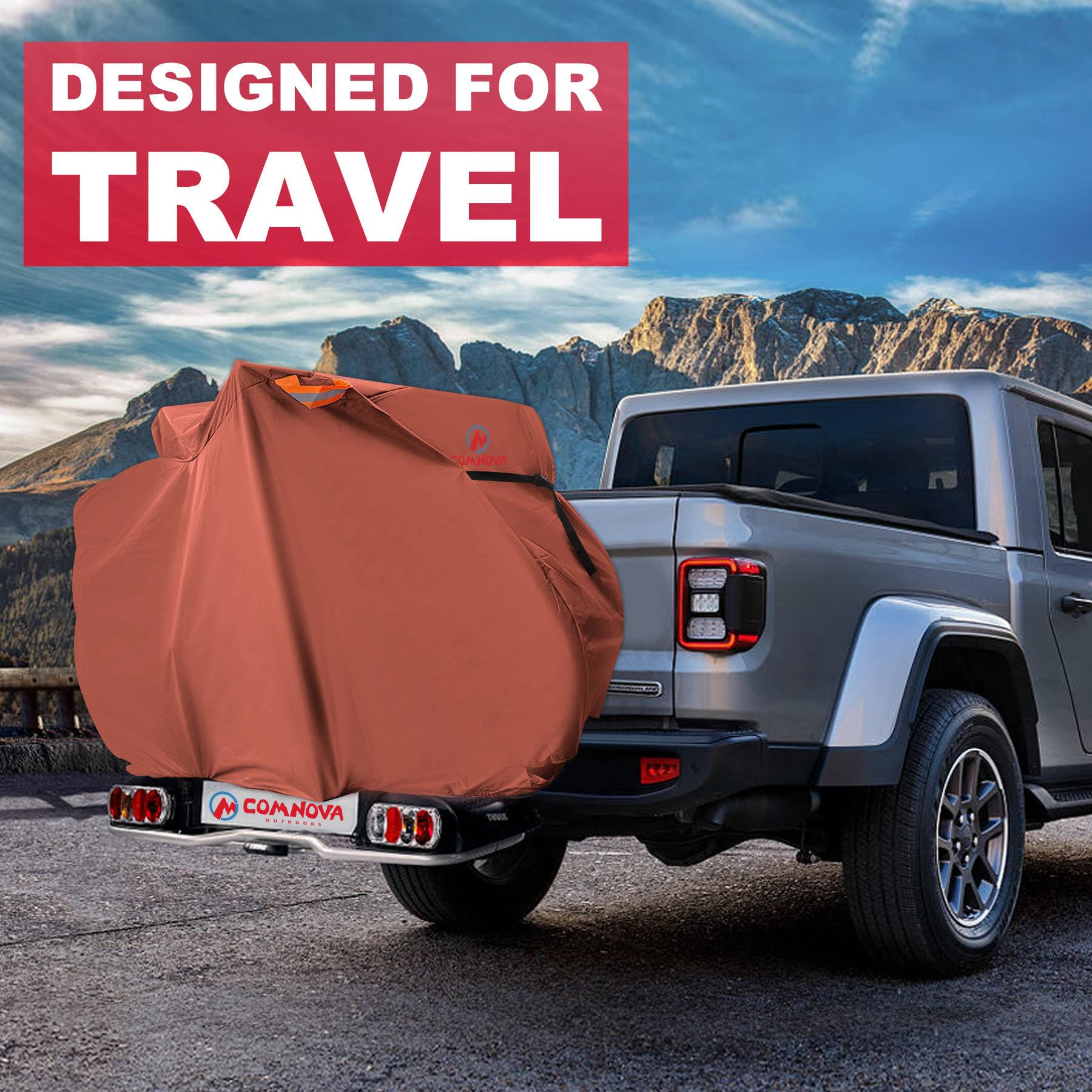 Comnova - Funda para bicicleta para transporte de 3 bicicletas, fundas para bicicletas al aire libre para 3 bicicletas en el portabicicletas trasero, impermeable y resistente, fundas para