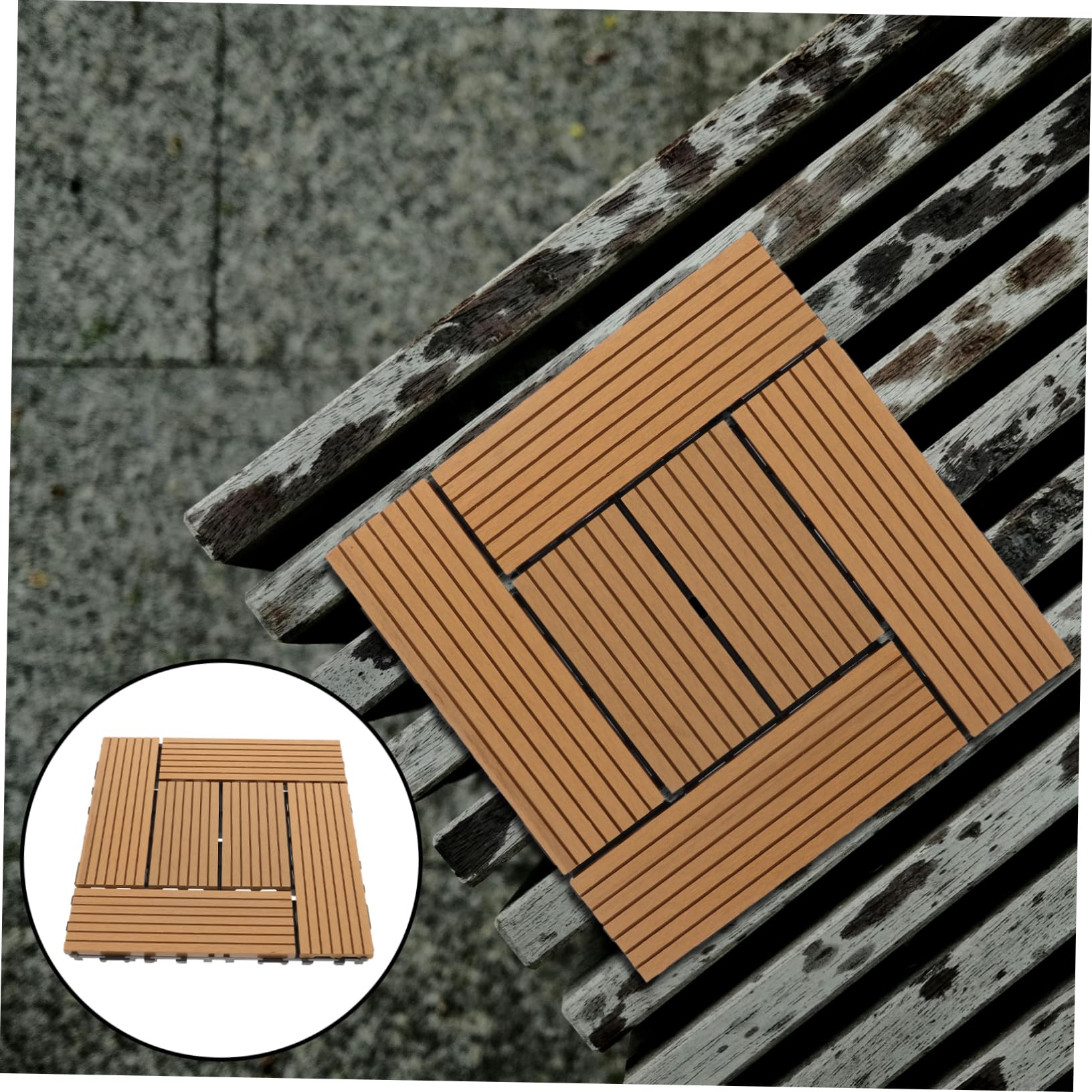 Cabilock Dalles de Terrasse Clipsables Aspect Naturel Revêtement Sol Extérieur Antidérapant Aux Intempéries pour Balcon Jardin Patio