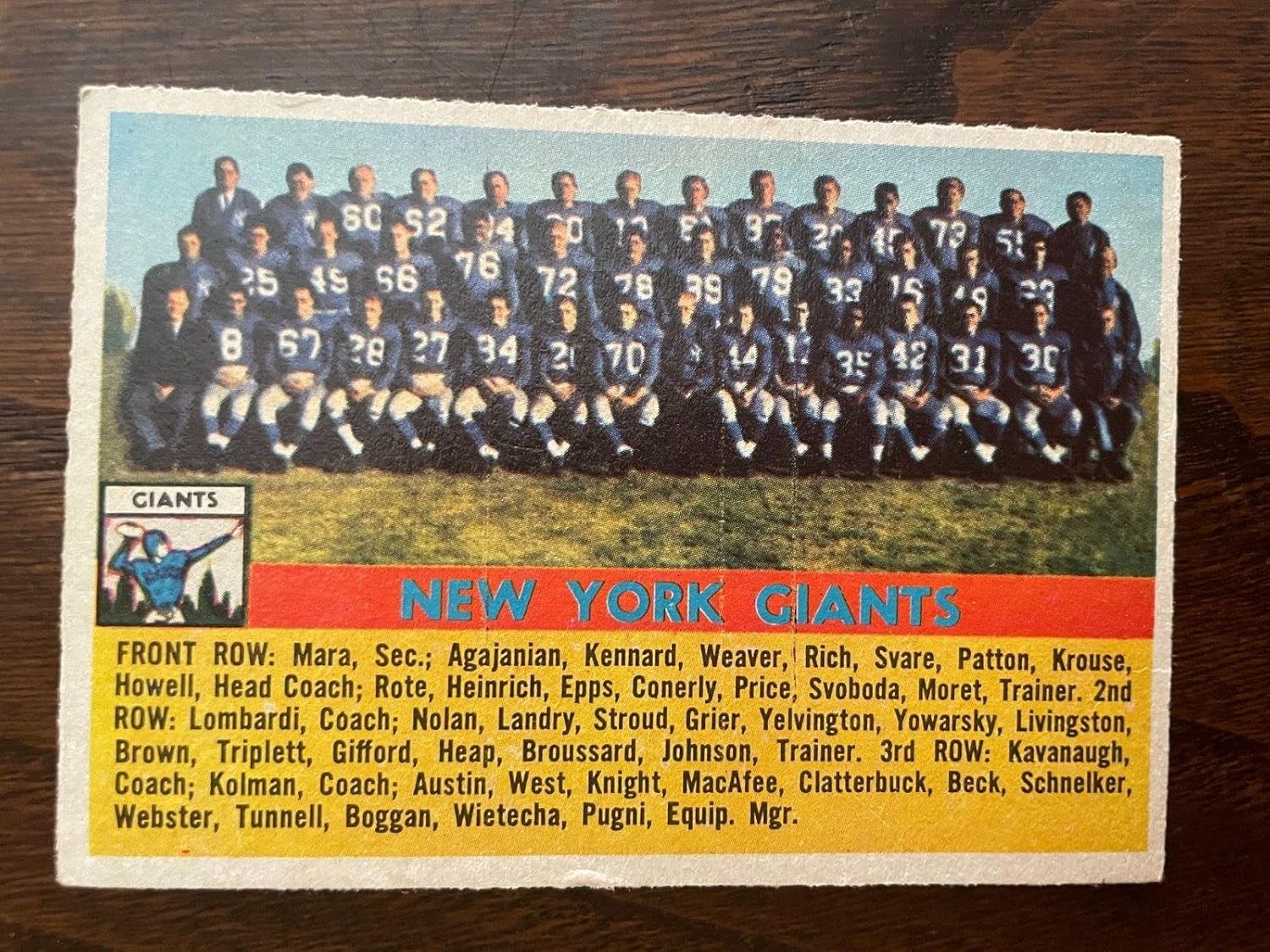 1956 Topps #113 New York Giants Team Football Card Nm #2 - Unsigned Football Cards
