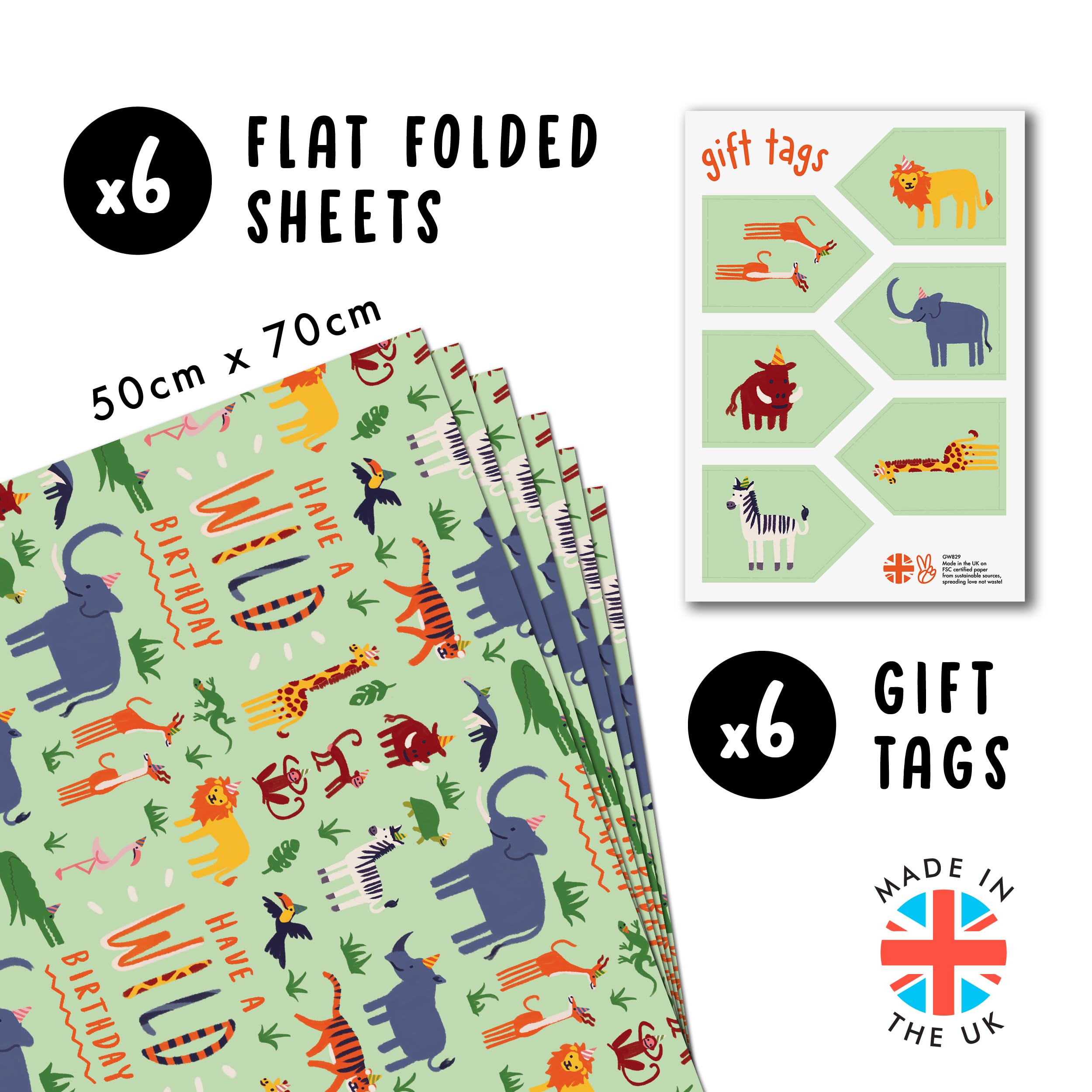 Papel De Regalo De Cumpleaños Para Niños, Niñas, Niños, Diseño De Verde, Para Cumpleaños, Baby Shower, 4 Hojas De Color Verde Plegado Plano De 20 Animales Del Bosque