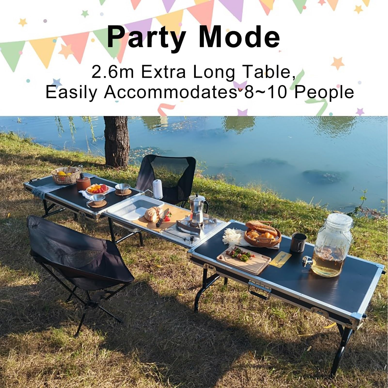 Campingküche Faltbar Mit Spüle und Herd, Camping Box, Camping Tisch, Camping Möbel, Camping Set, Outdoor Küche für 6-10 Personen