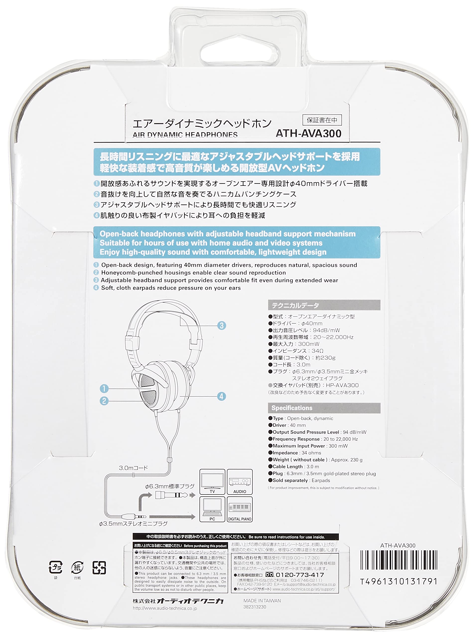 Audio-Technica ATH-AVA300 Headphones Wired Open Type : Amazon.sg