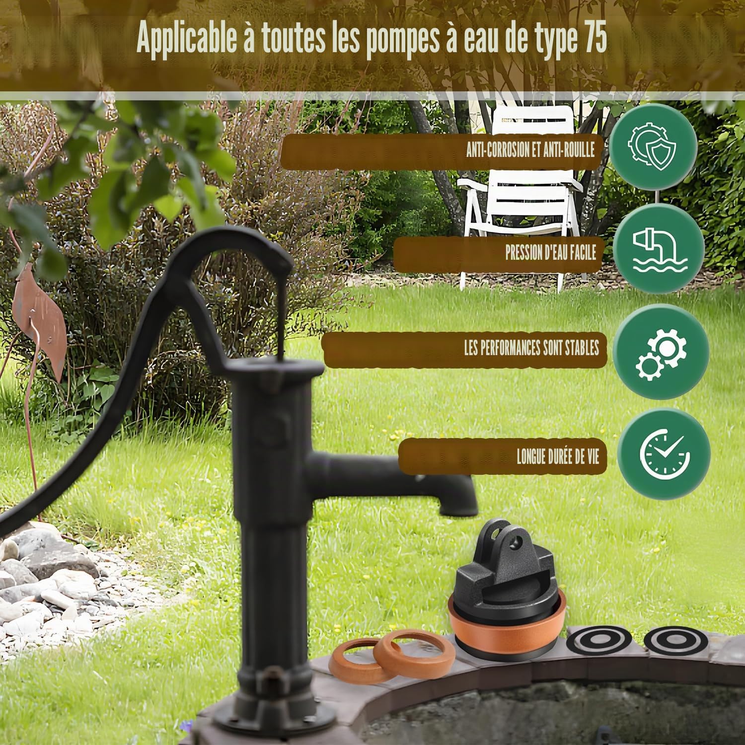 Piston pour Pompe à bra Piston de Rechange pour Pompe à bras kit de Rondelle et Piston en Faux Cuir Pompe à Poignée Type 75 Sets de Joint de Pompe à Bras Manchette à Piston