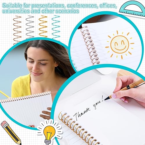 Miniatura 5 de PerKoop 160 bobinas de encuadernación en espiral de 0.394 in 38 pulgadas, kit de encuadernación en espiral de paso 41, carpeta en espiral para