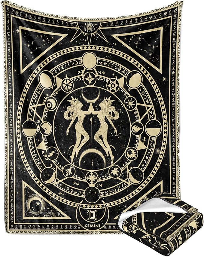 Gemini Zodiac Blanket, Gemini Gifts for Women Moon Constellation Astrology Witchy Throw Blanket 60