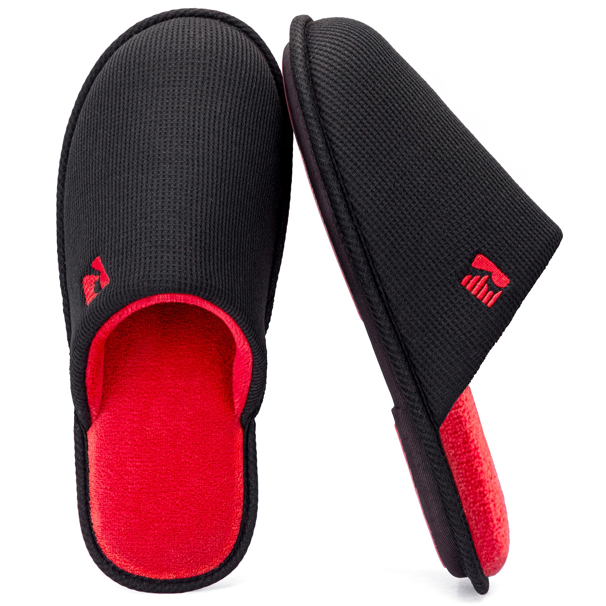 RockDove Mens Two-Tone Memory Foam Scuff House Slipper Waffle Knit Non Slip Rubber Sole Machine Washable