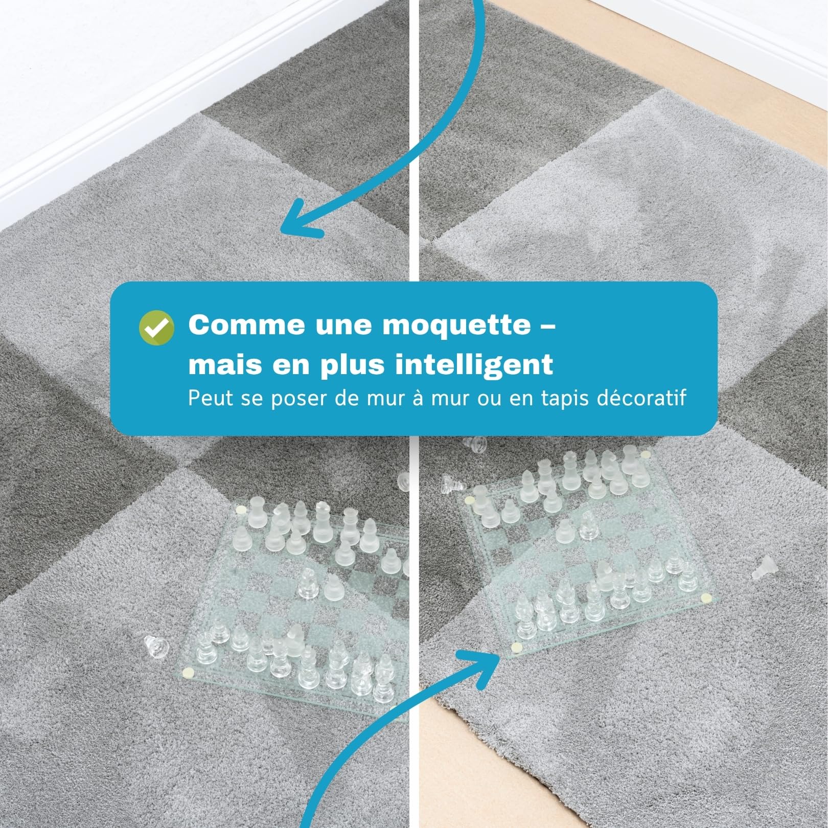 Dalles de moquette plombante (Blanc, 1 m²)