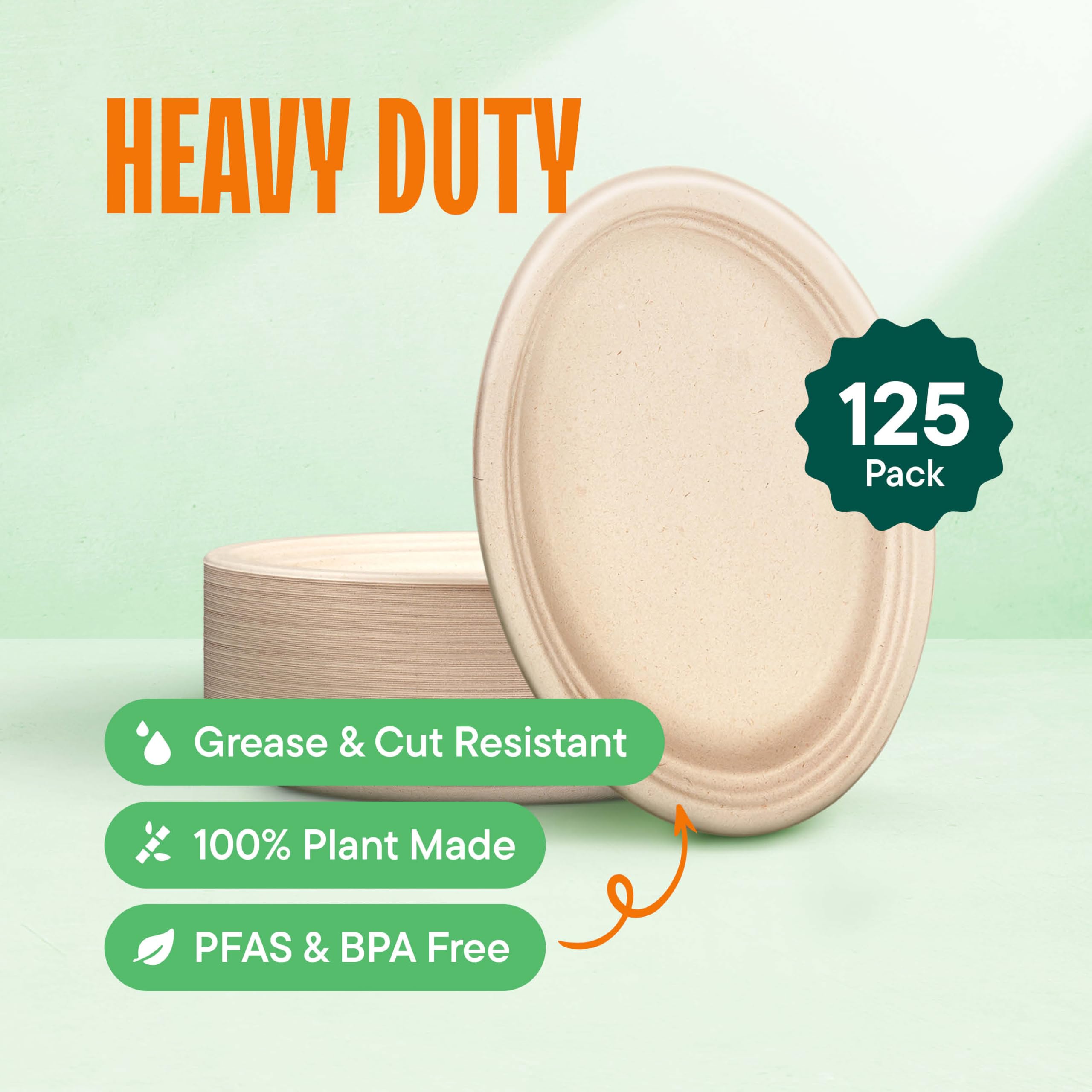 Compostable Paper Plates - 50 Pack -2