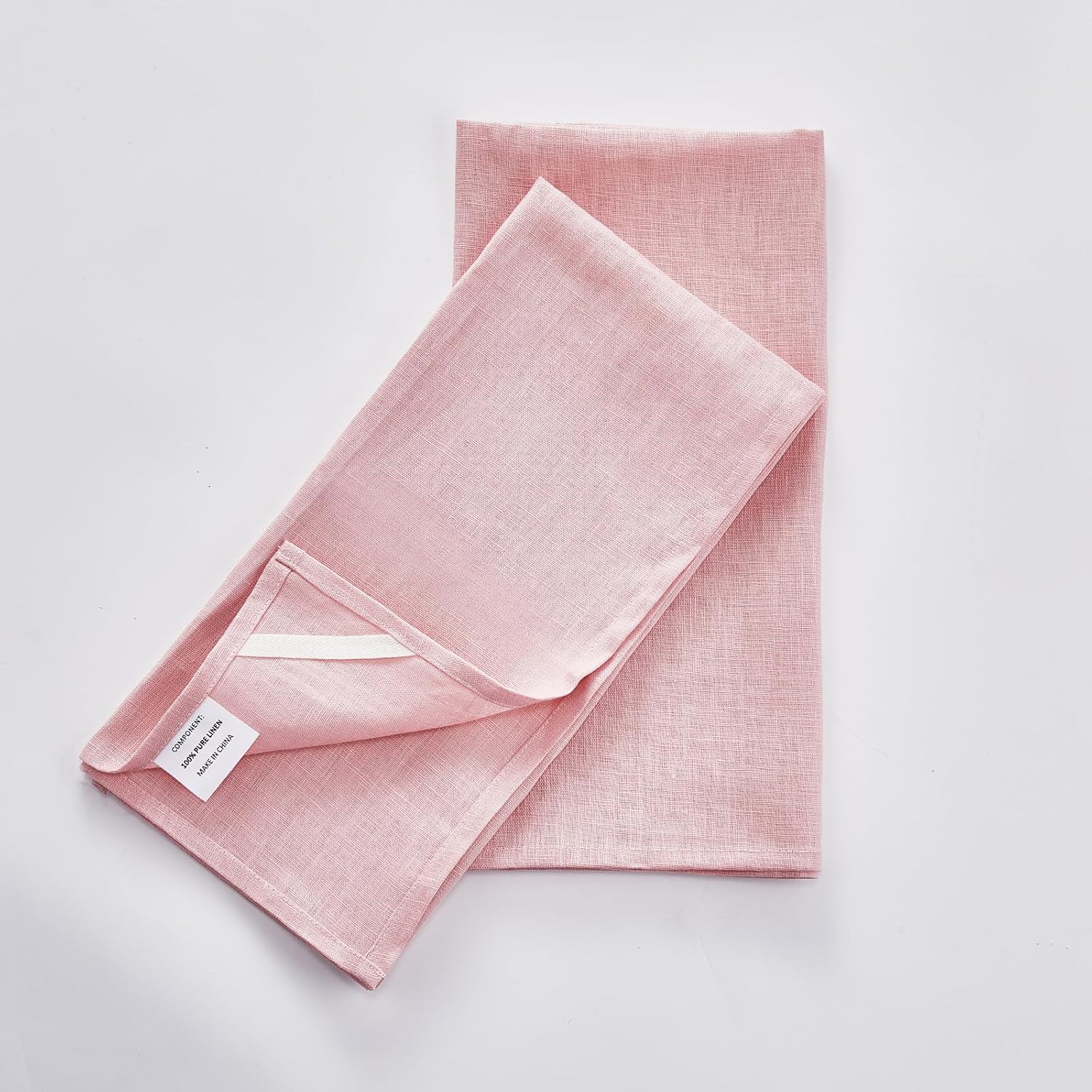 100% Pure Flax Linen Kitchen Hand Towels Set of 2 - Quick Dry Extra Soft 20 x 27 Inch Tea Dish Towels - Handcrafted with Hanging Loop - (Pink)