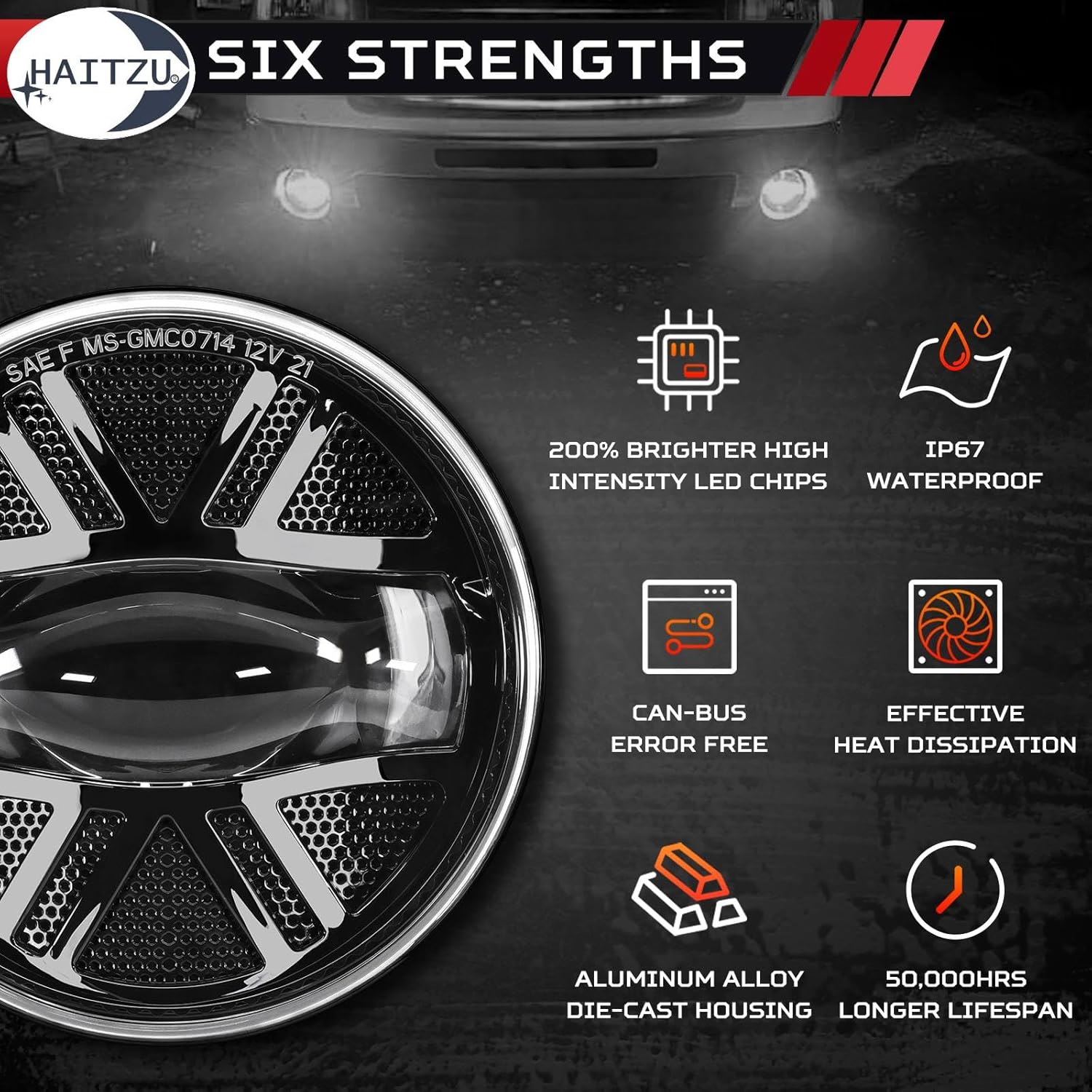 LED Fog Lights Compatible with The Following Models: 2007-2014 GMC Sierra 1500 2500HD 3500HD, Fog Lamp Assembly Kit for Truck Bumper Driving Lamps Replacement (Black, Pack of 2)