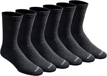 Dickies Mens Dri-Tech Essential Moisture Control Crew Socks, Available in M-XXL 6, 12 Pairs