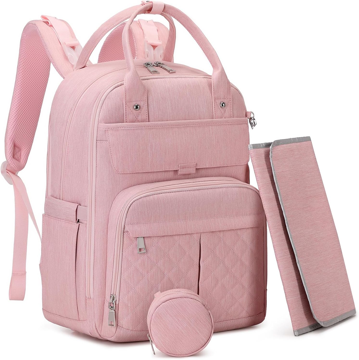 MOONBABY Diaper Bag Backpack, Baby Diaper Bags with Portable Changing Pad and Pacifier Case, Multifunctional Travel Diaper Backpacks, Unisex Baby Bags, Pink MOONBABY Diaper Bag Backpack, Baby Diaper Bags with Portable Changing Pad and Pacifier Case, Multifunctional Travel Diaper Backpacks, Unisex Baby Bags, Pink