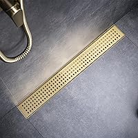 Vista 8 de Drenaje lineal de ducha rectangular de 36 pulgadas, acero inoxidable SUS-304 de níquel cepillado, drenaje lineal de piso de drenaje rápido de 51