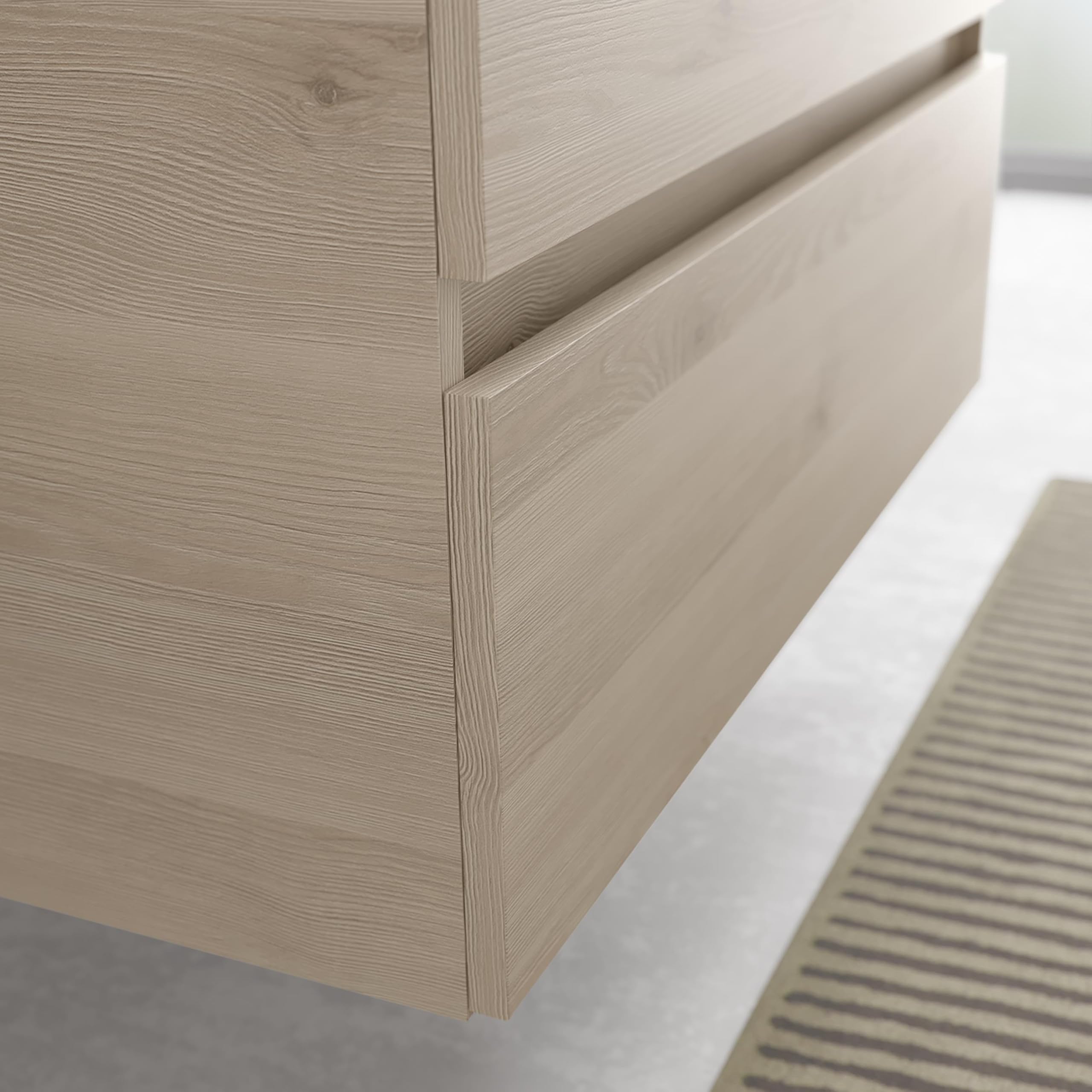 Mueble de Baño BEQUIA Plus 100cm Natural | Lavabo Porcelana Grifo Derecha 1P