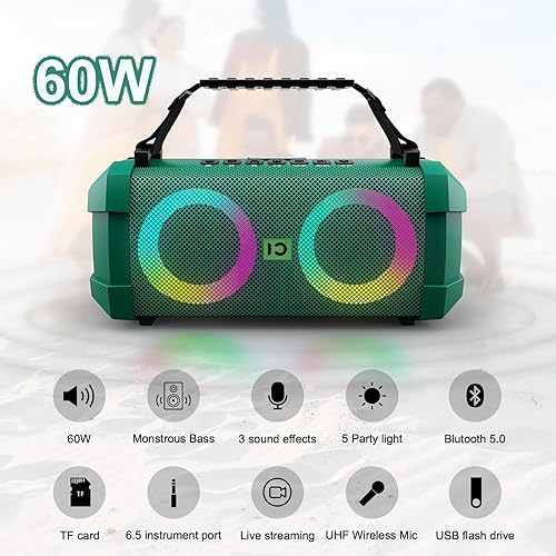 Miniatura 2 de SHIDU Máquina de karaoke para adultos con micrófono inalámbrico y luces deslumbrantes, altavoz Bluetooth portátil con sistema PA para fiesta en