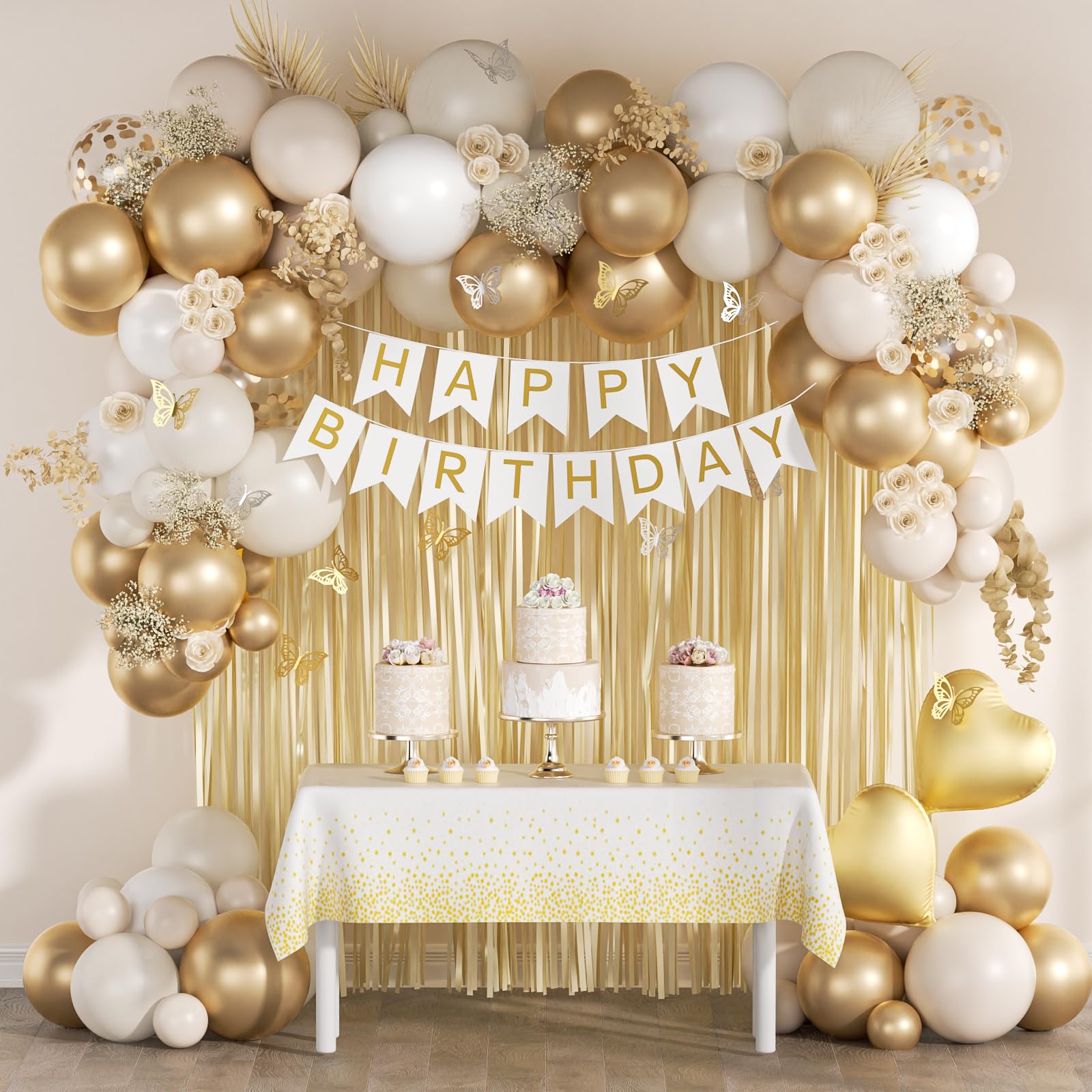 Golden And White Party Decoration Party Decor Golden White Theme