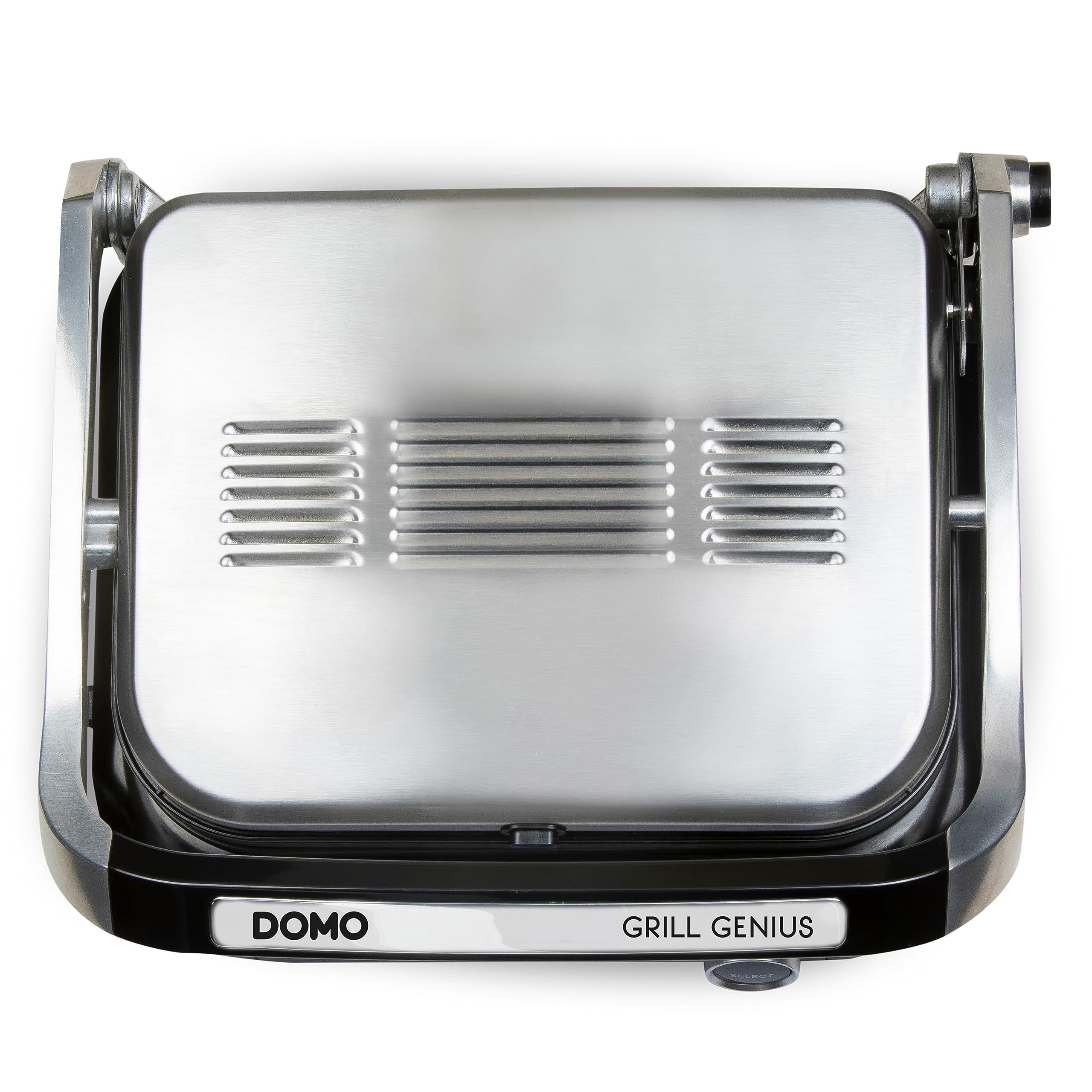 DOMO Genius elektryczny grill kontaktowy, powłoka nieprzywierająca, z wyświetlaczem ze stali nierdzewnej, czarny