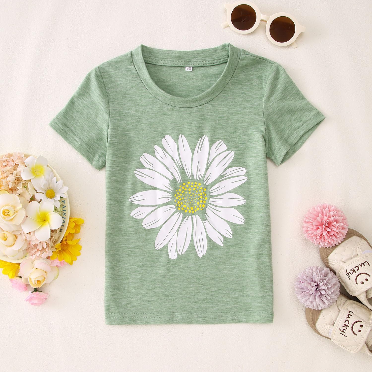 Ritatte Toddler Girl Flower Shirt Cute Daisy Flower Graphic T-Shirt Kids Boho Wildflower Short Sleeve Tees Summer Casual Tops - Image 5