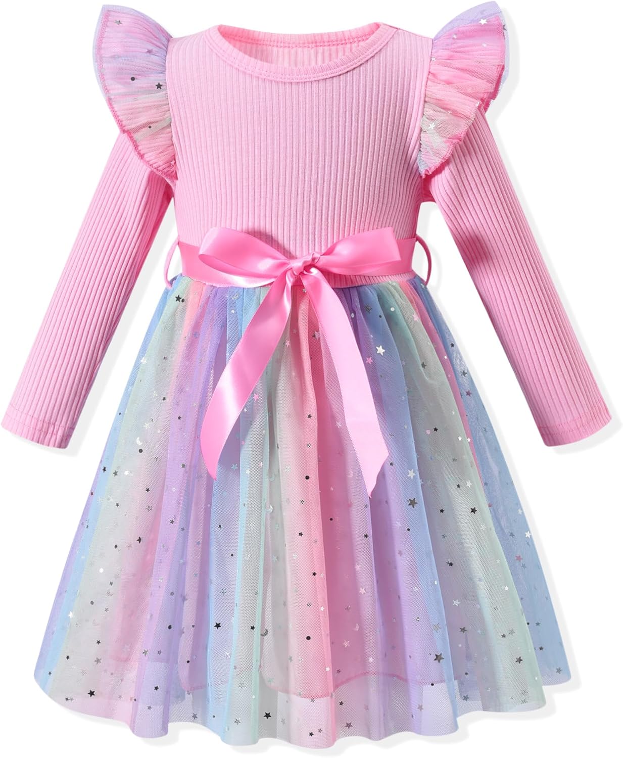 Toddler Girl Long Sleeve Tulle Dress 1-5 Years