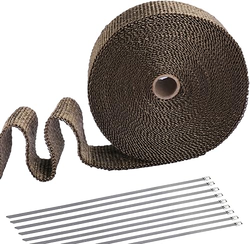JUSTTOP - Cinta aislante de titanio de 2 pulgadas x 50 pies para escape universal con cinta de acero inoxidable para aislamiento térmico de motos y