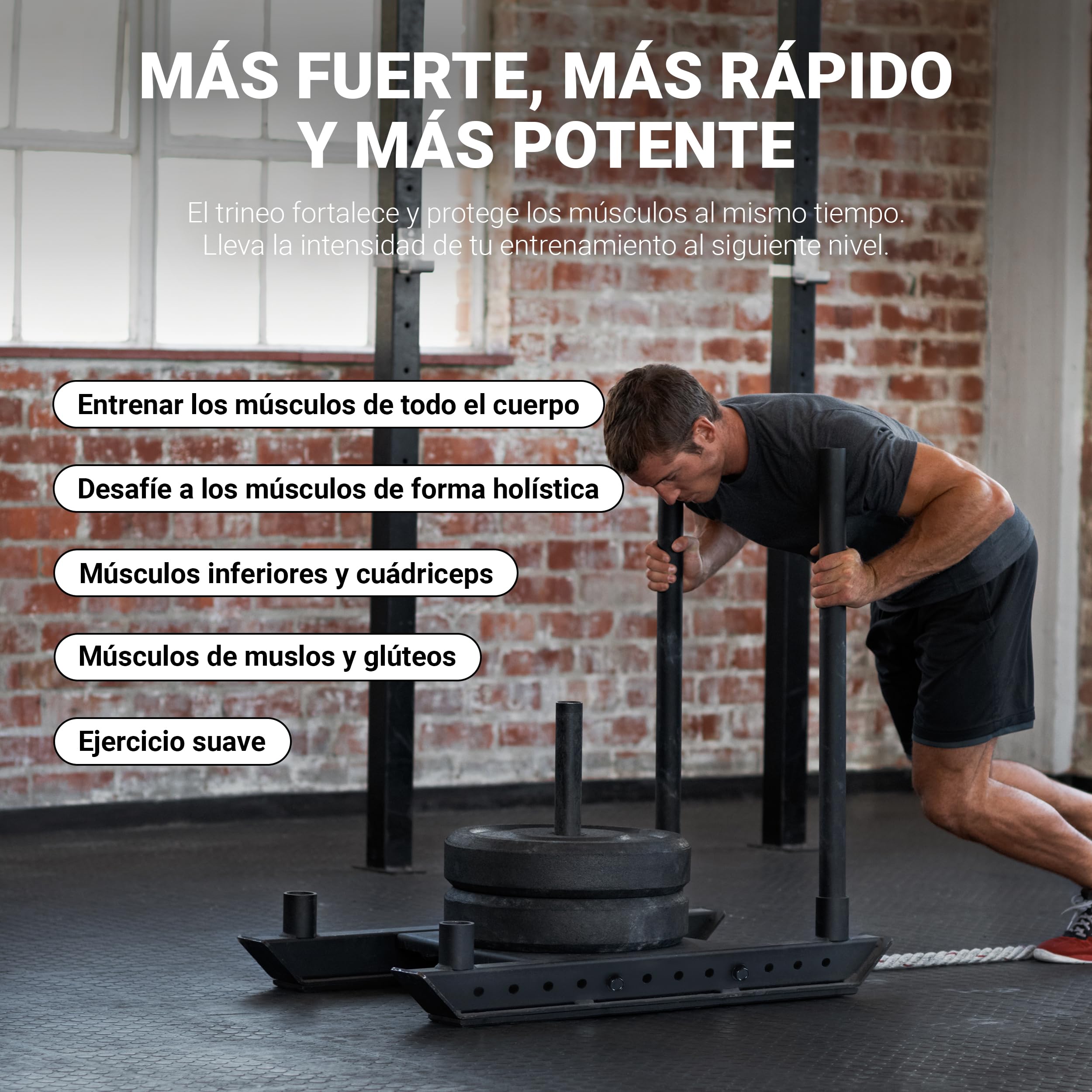 MSPORTS Trineo de peso Premium – Power Sled, trineo de poder, sprint y tracción, entrenamiento de fuerza rápida, ejercicios de presión y tracción, color negro