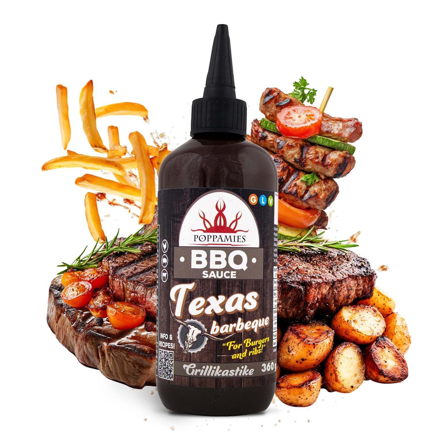 Poppamies Texas Barbeque Salsa BBQ Sabor Ahumado y Ácido 360g